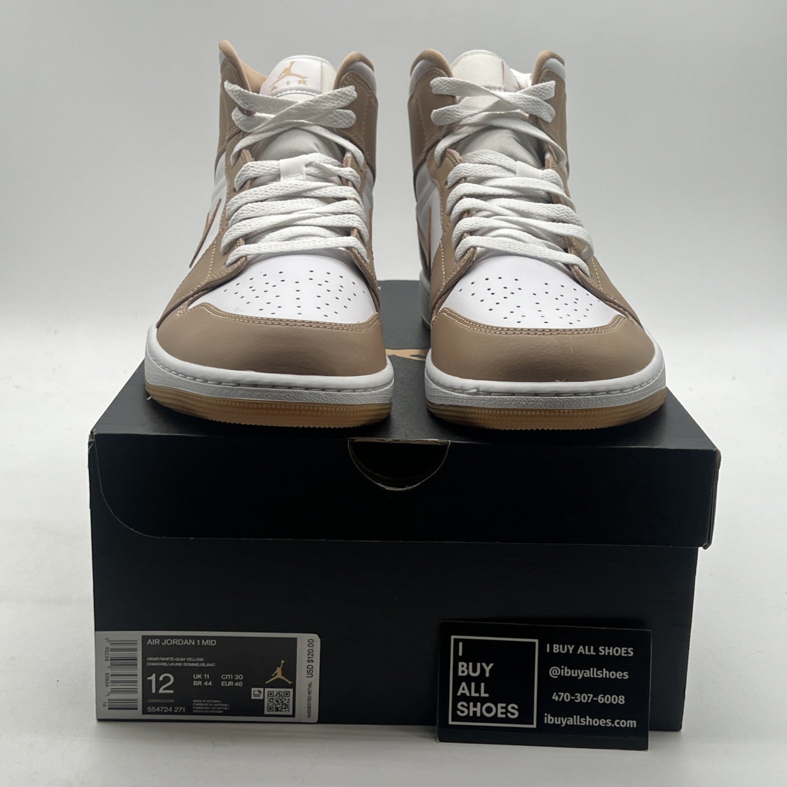 Size 12 - Air Jordan 1 Mid Tan Gum (554724-271)