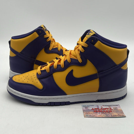 Size 11 - Nike Dunk High Lakers Yellow Purple White Leather (DD1399-500)