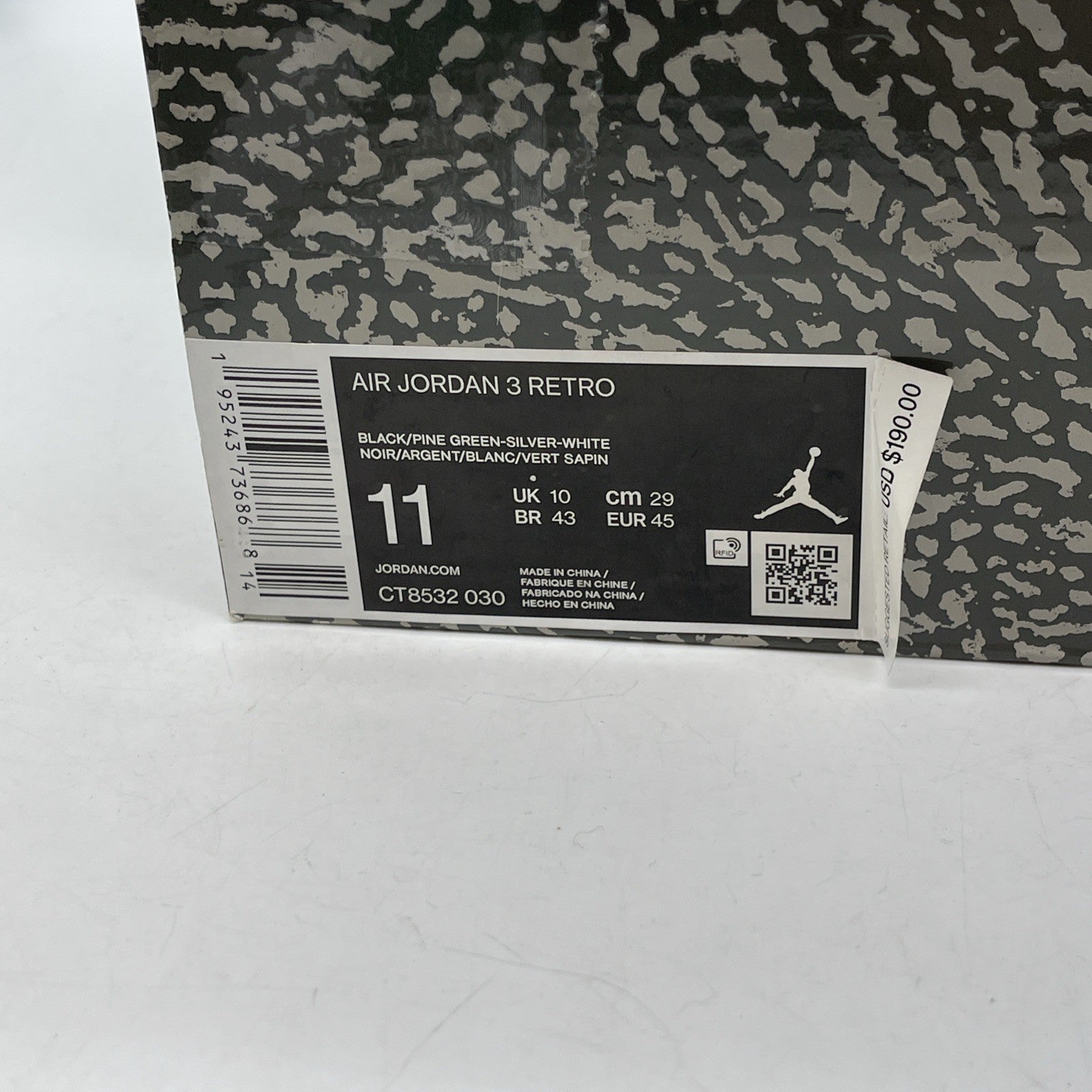 Size 11 - Jordan 3 Retro Mid Pine Green Grey Black Suede (CT8532-030)