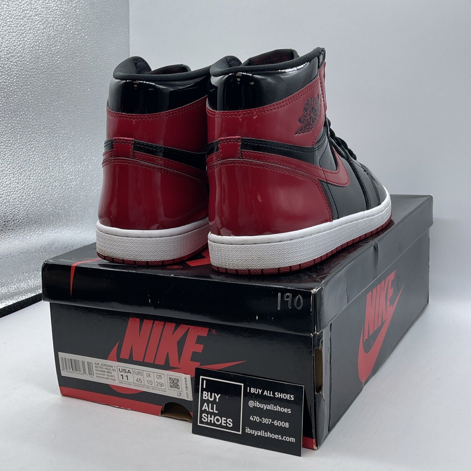 Size 11 - Jordan 1 Retro OG High Patent Bred Red Black White (555088-063)