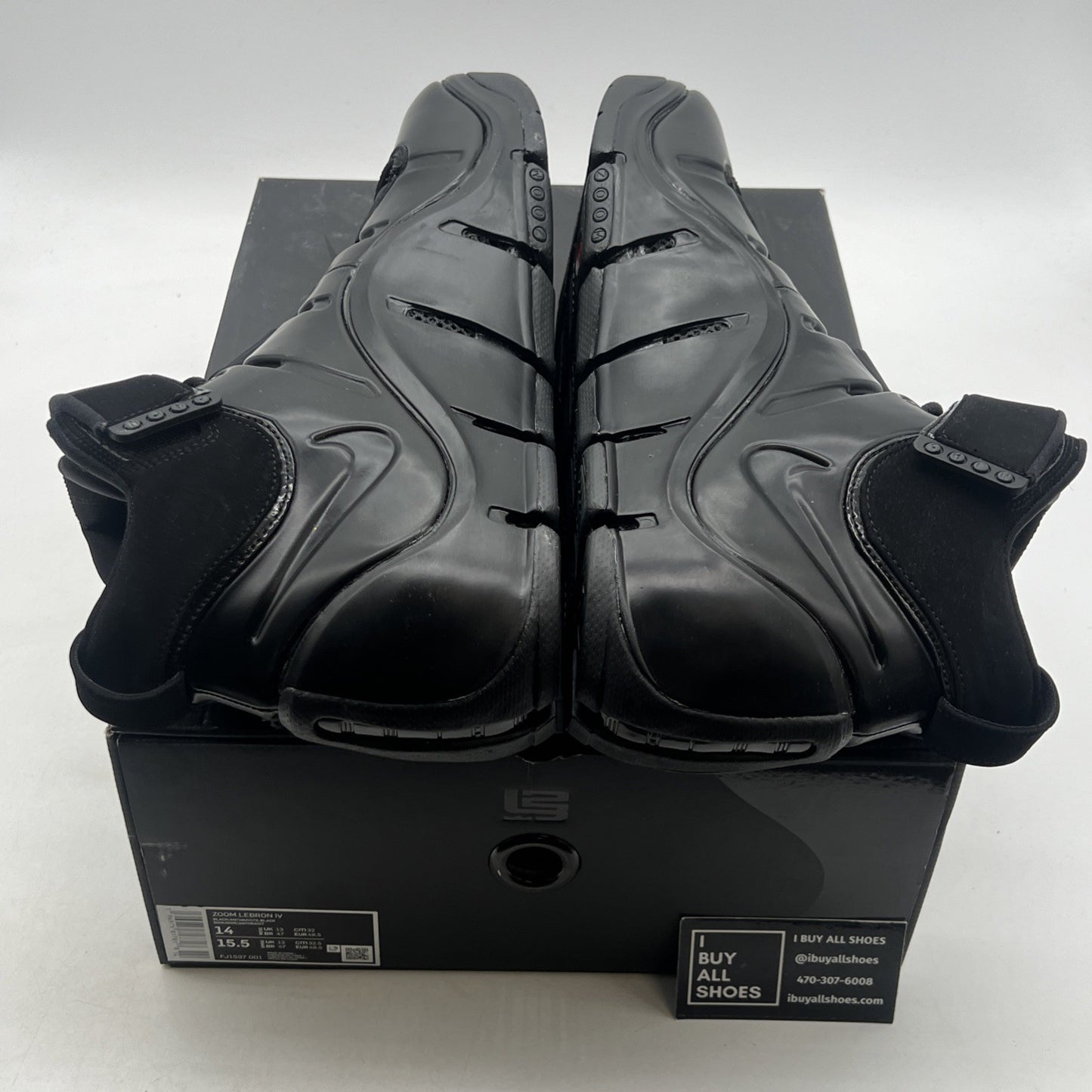 Size 14 - Nike Lebron IV 4 Mens Black Anthracite Triple Black Shoes (FJ1597-001)