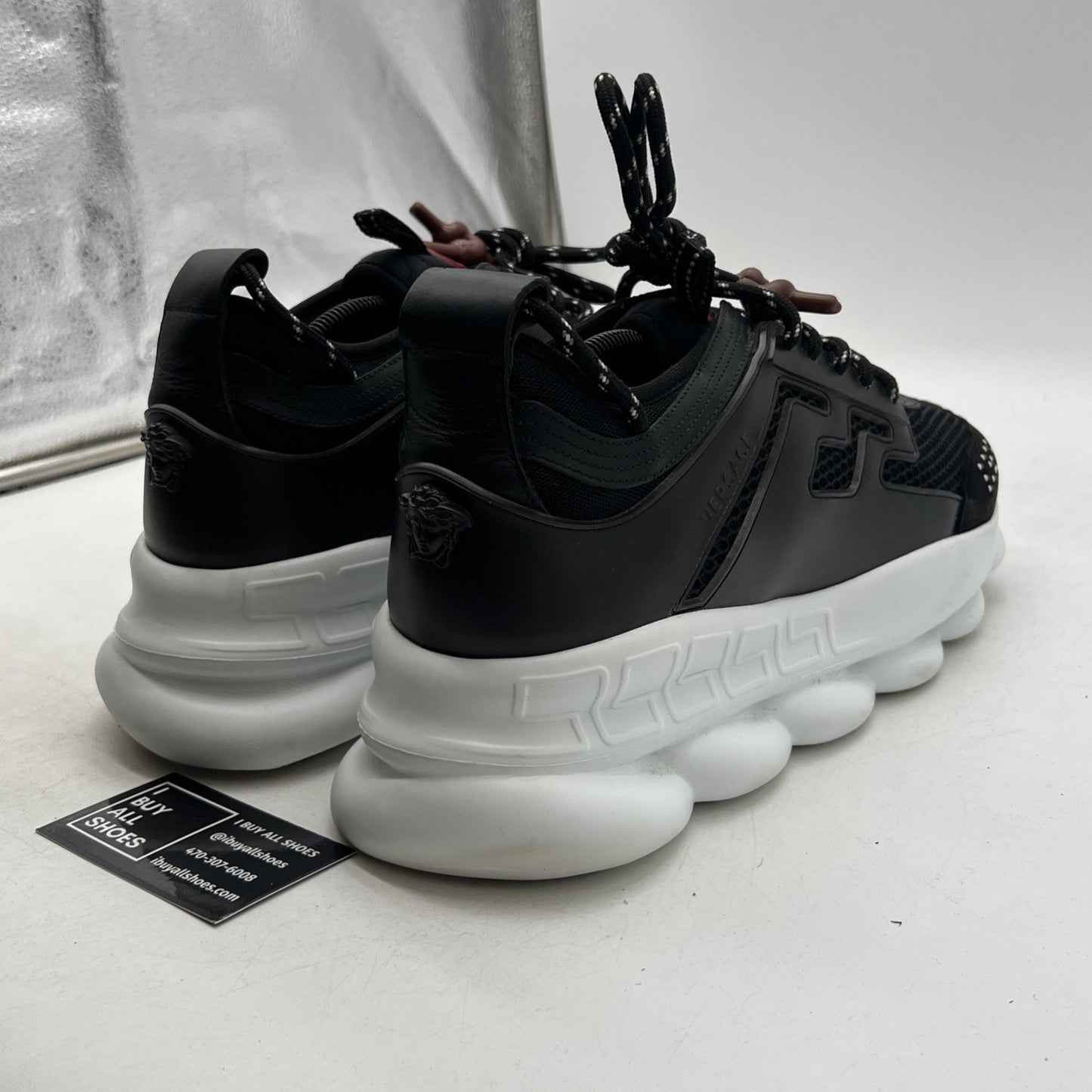 Size 46 - Versace Chain Reaction Black Burgundi Fashion Designer Sneaker