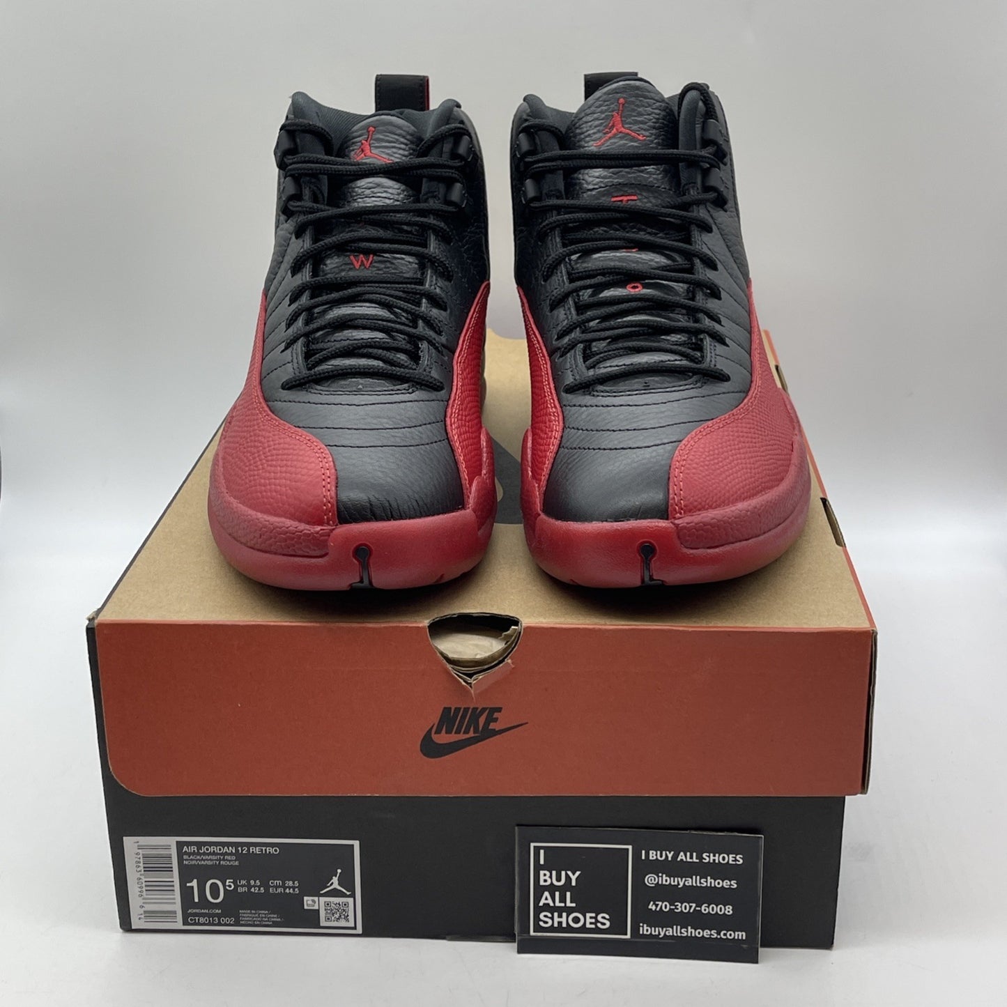 Size 10.5 - Air Jordan 12 Retro 2025 Flu Game Black Red Leather (CT8013-002)