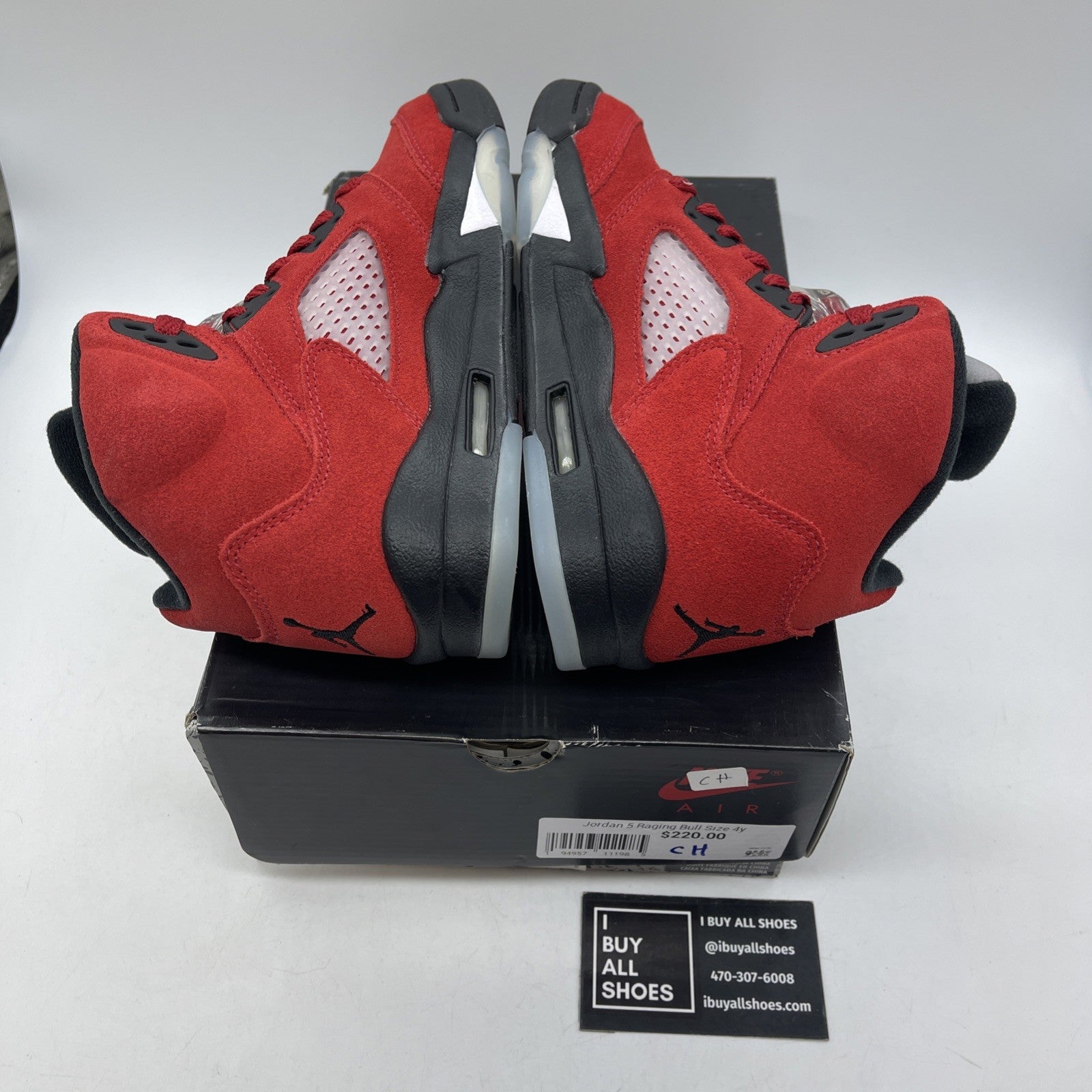 Size 4 - Jordan 5 Retro Mid Raging Bull Red Black Suede (440888-600)