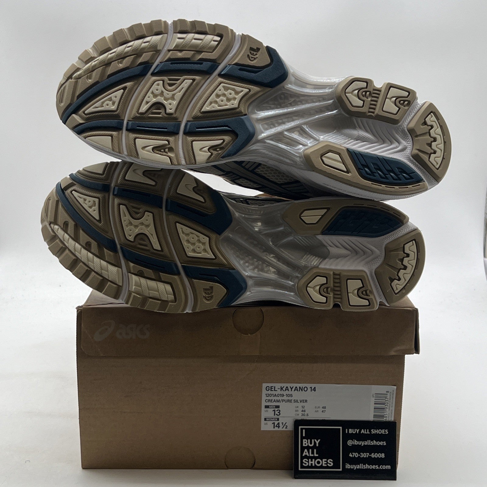 Size 13 - ASICS Gel Kayano 14 Cream Pure Silver (1201A019-105)