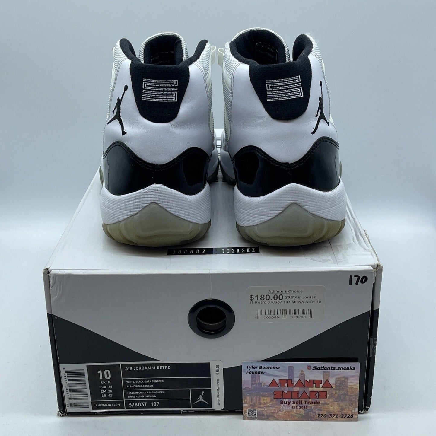 Size 10 - Jordan 11 Retro Concord 2011 Black White Leather Suede (378037-107)