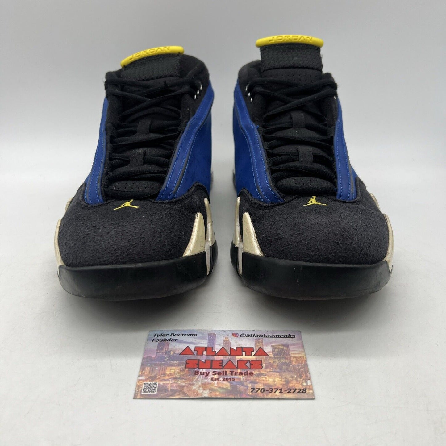 Size 10.5 - Air Jordan 14 Retro 2015 Low Laney Blue Yellow Black (807511-405)