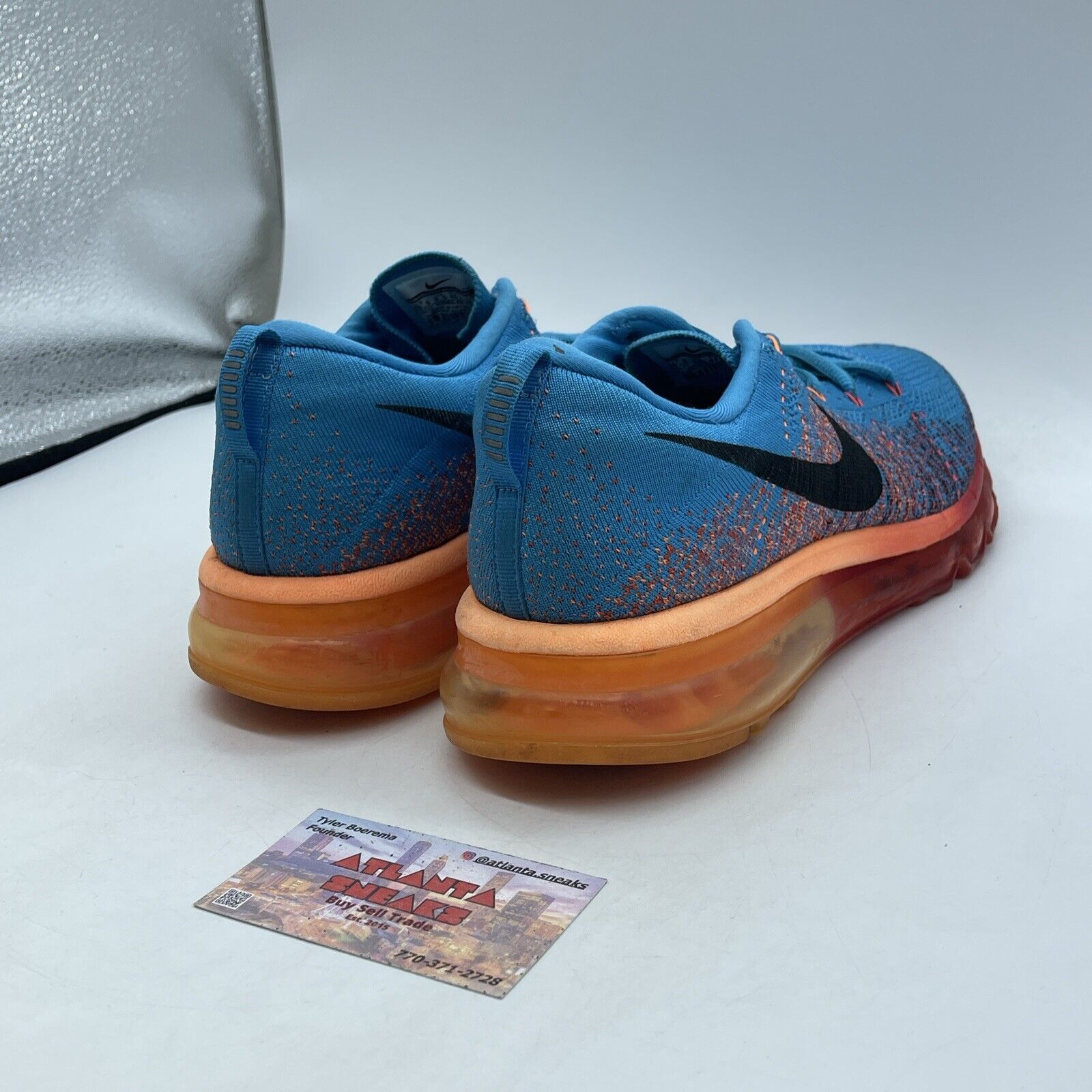 Size 10.5 - Nike Flyknit Max Vivid Blue Orange Red Suede (620469-406)