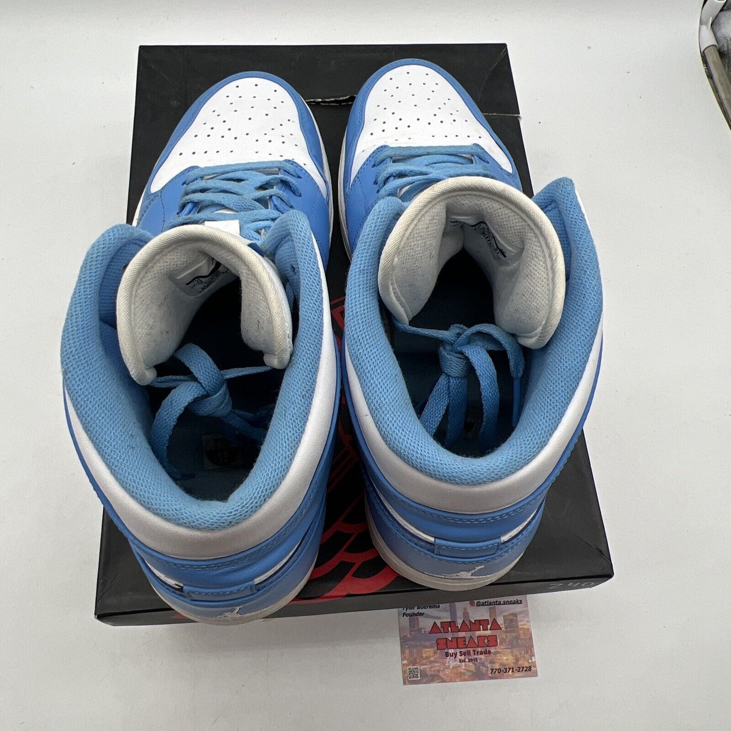 Size 13 - Air Jordan 1 Mid UNC - White Blue Leather (554724-106)