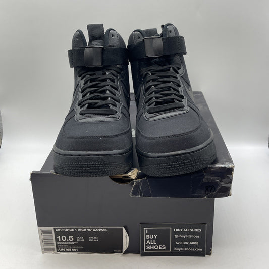 Size 10.5 - Nike Air Force 1 High Black Canvas (AH6768-001)
