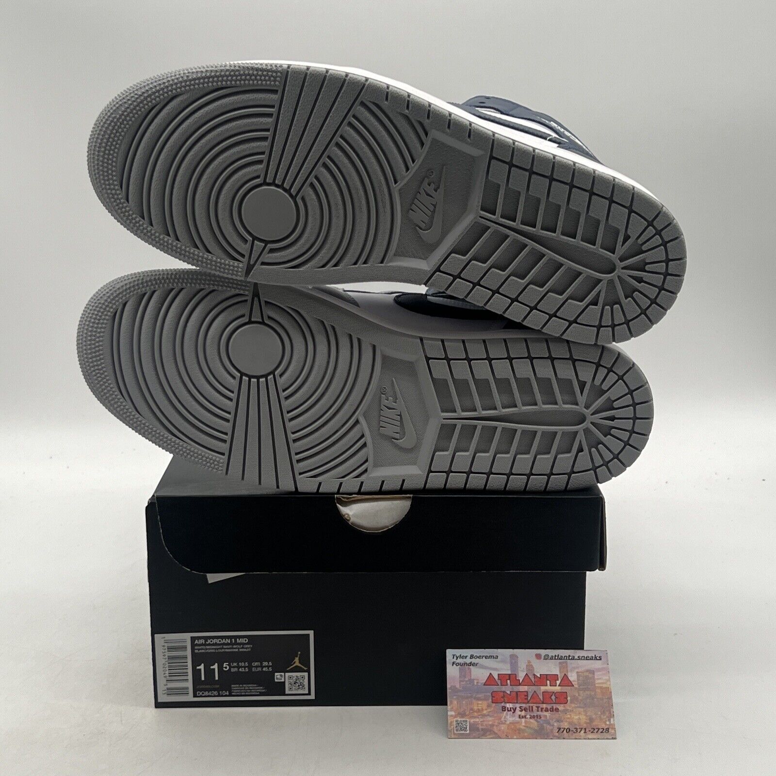 Size 11.5 - Air Jordan 1 Mid Wolf Grey Midnight Navy (DQ8426-104)