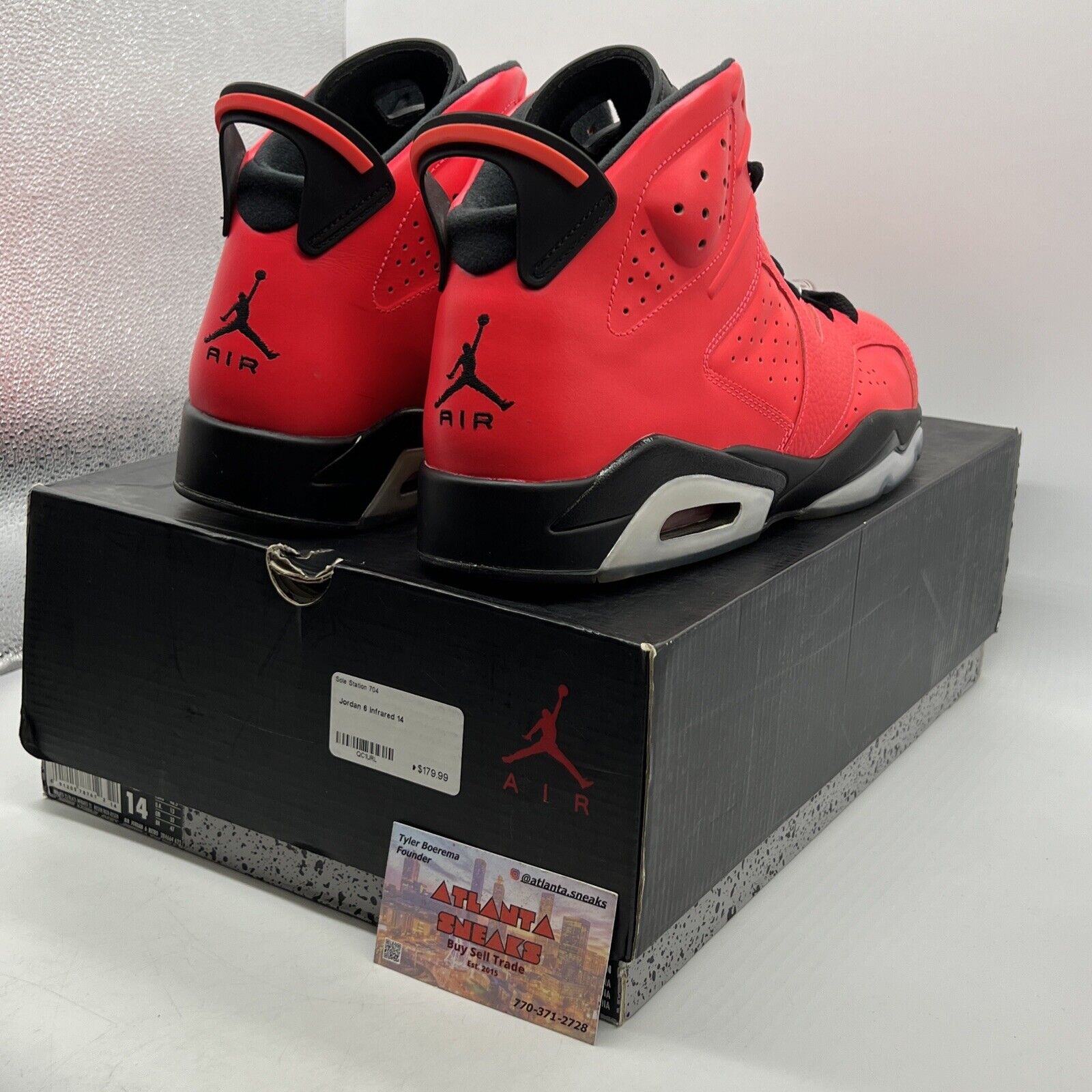 Size 14 - Air Jordan 6 Retro Infrared 23 Black Red Leather (384664-623)