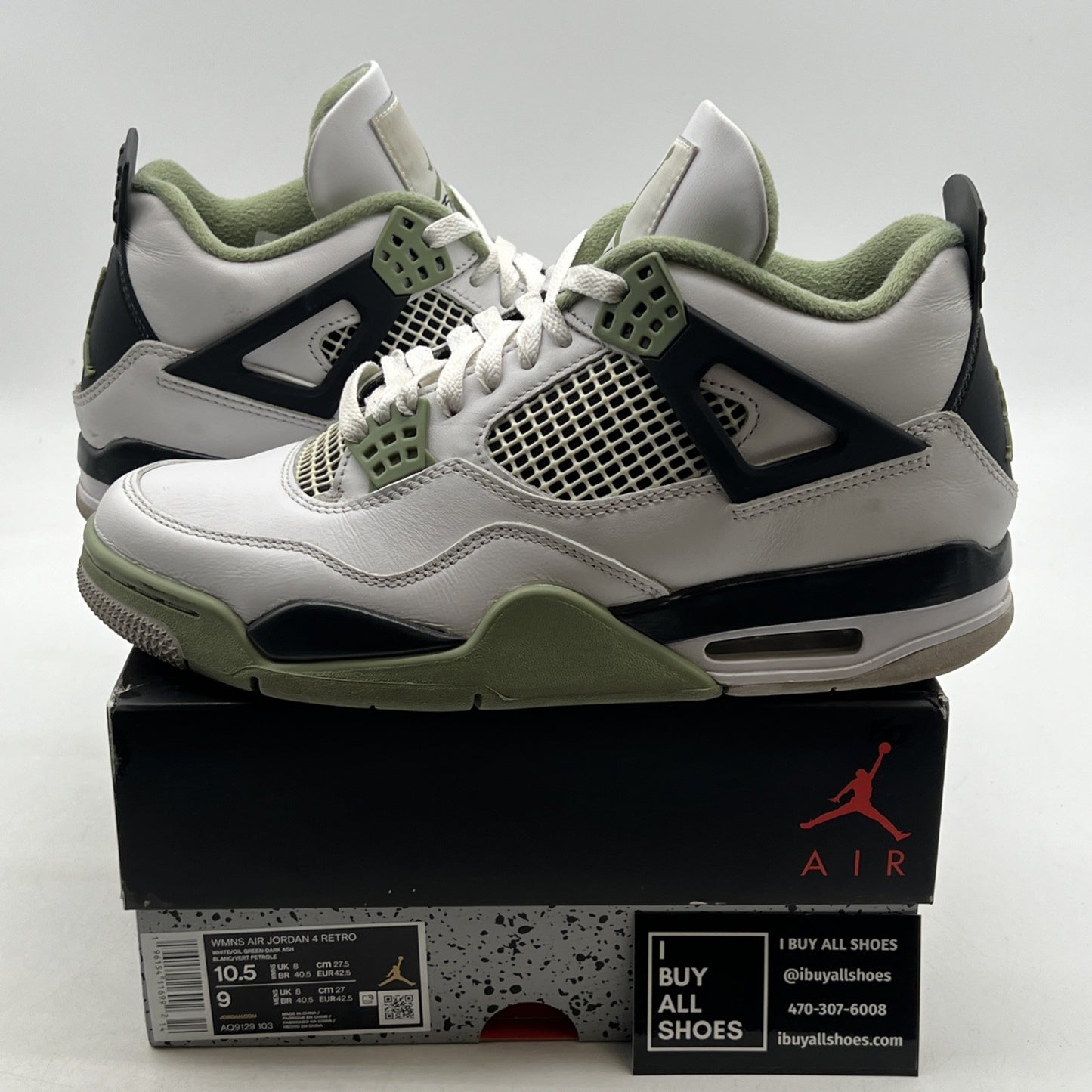 Size 10.5 - Air Jordan 4 Retro Mid Seafoam W (AQ9129-103)
