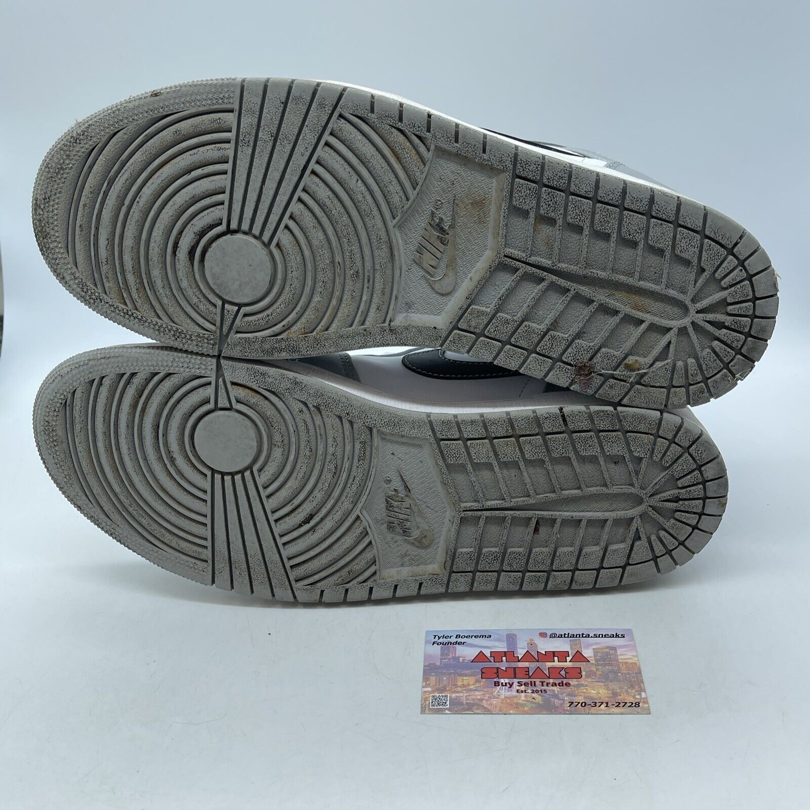 Size 12 - Jordan 1 Mid Light Smoke Grey Black White Leather (554724-078)
