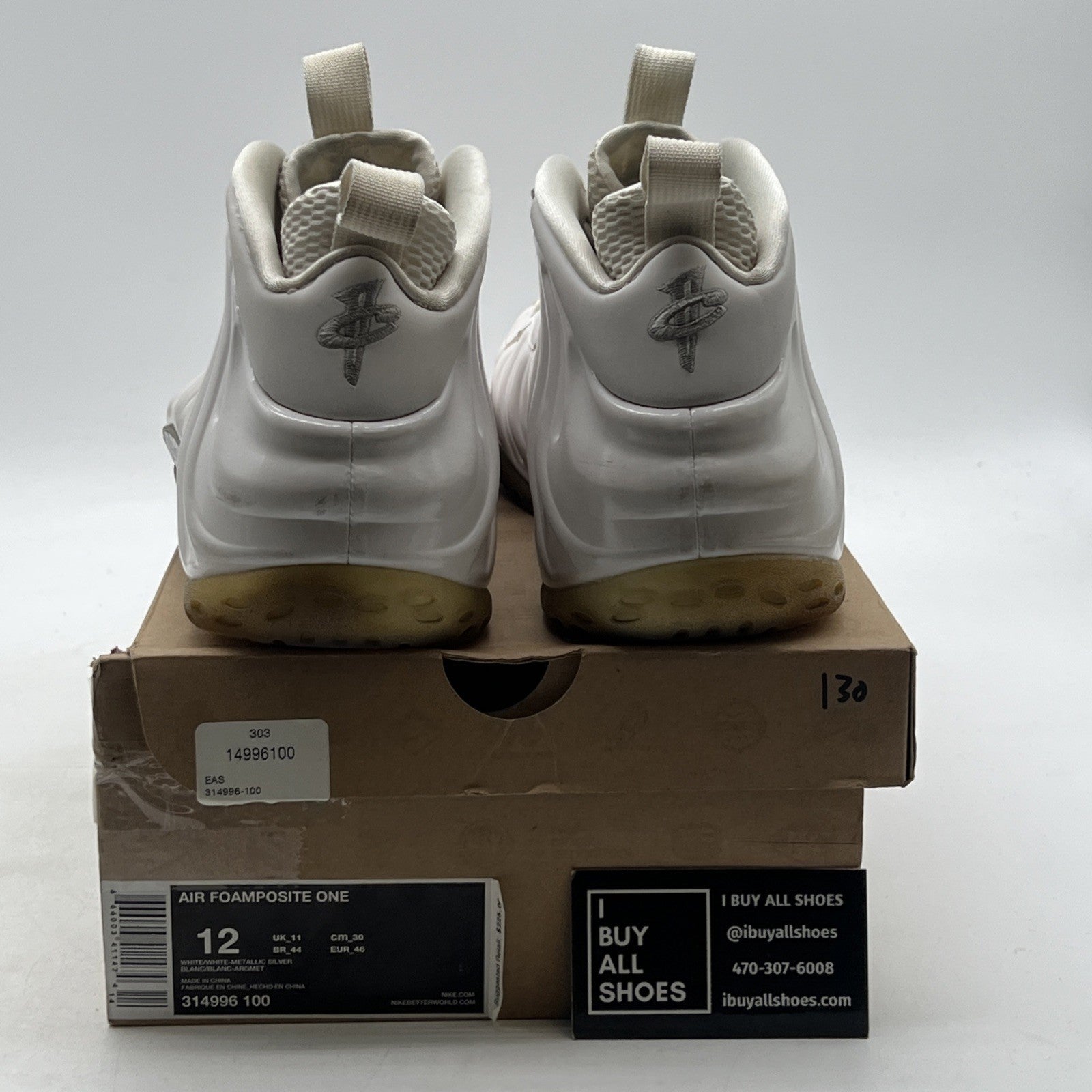 Size 12 - Nike Air Foamposite One White-Out (314996-100)