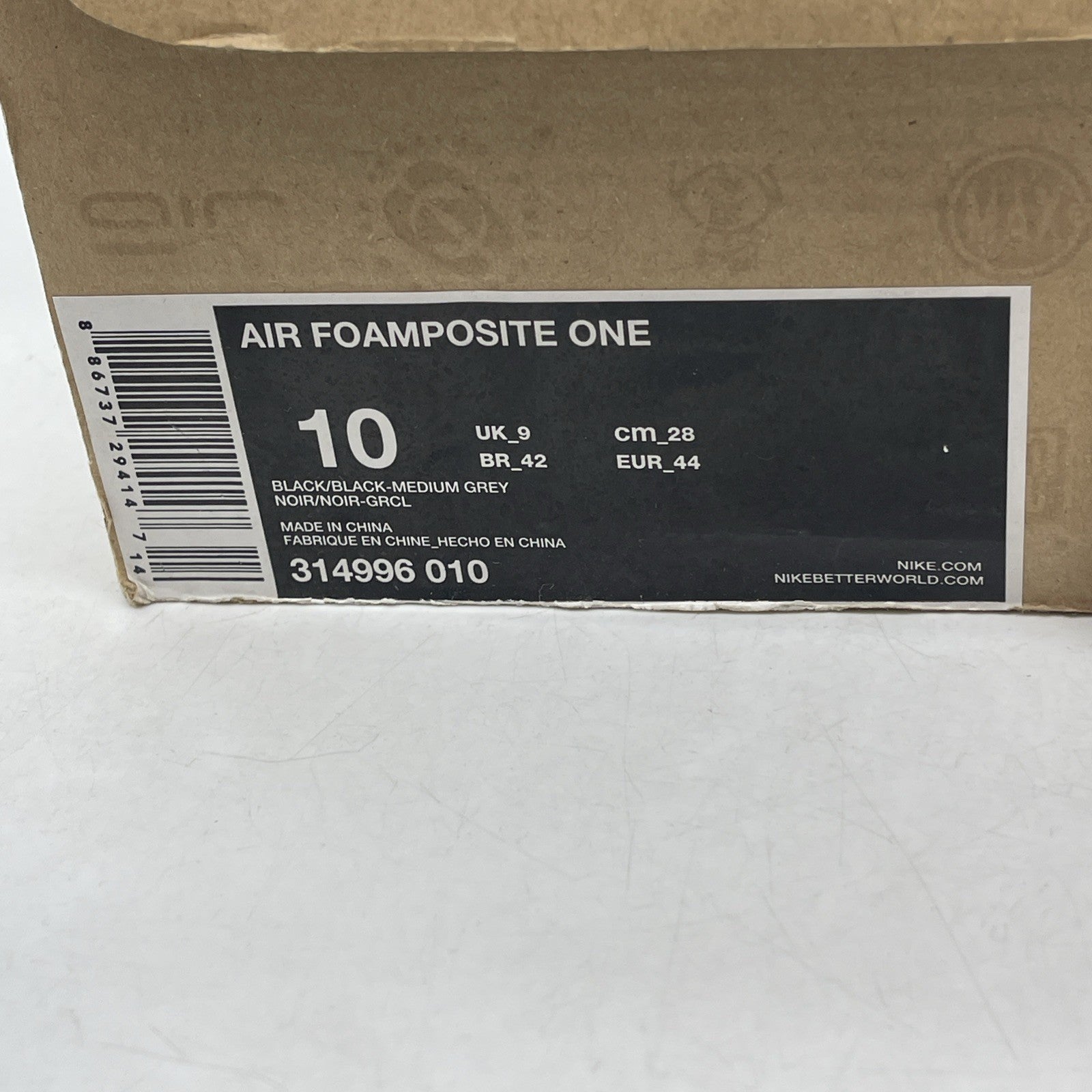 Size 10 - Nike Air Foamposite One Stealth (314996-010)