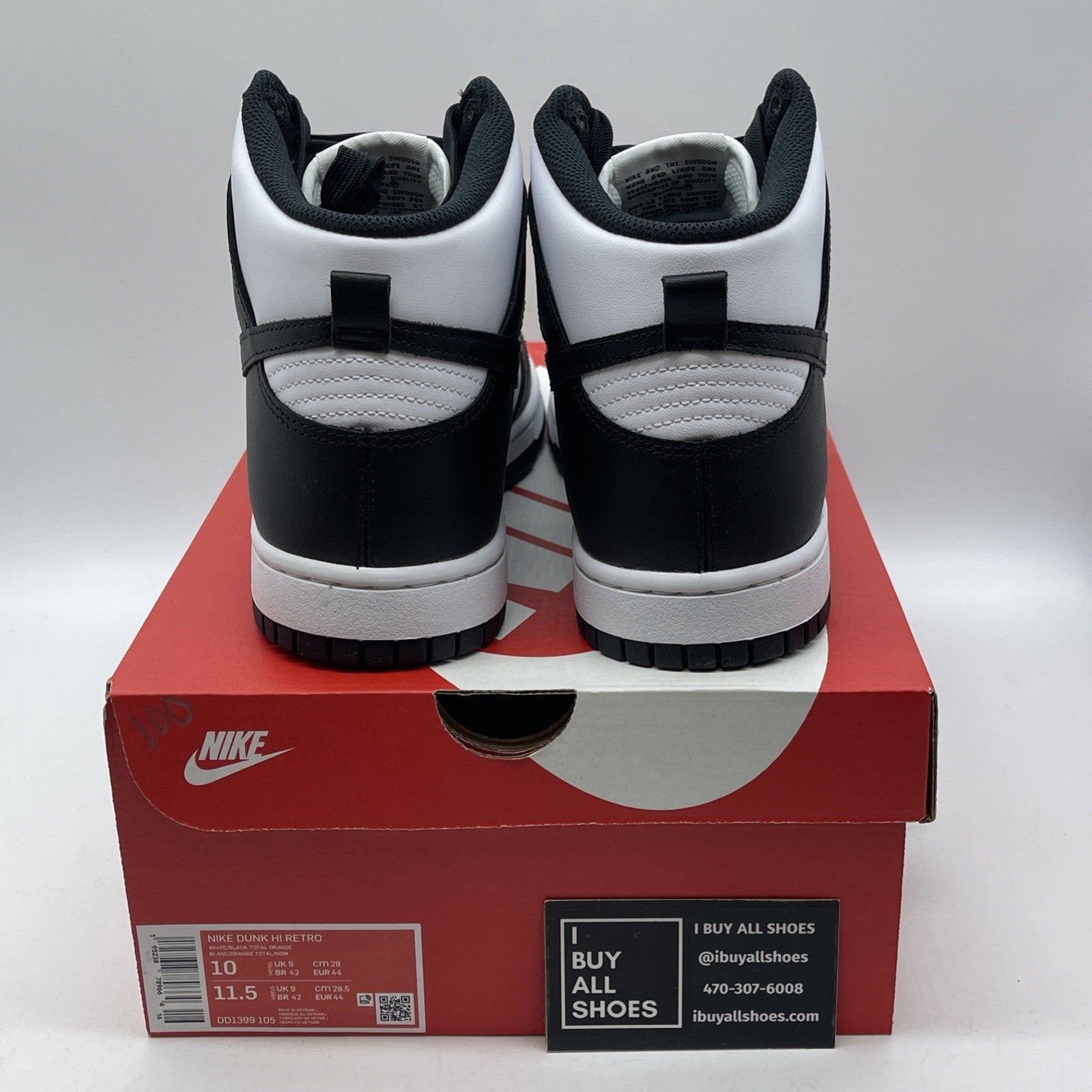 Size 10 - Nike Dunk High Black White Leather (DD1399-105)