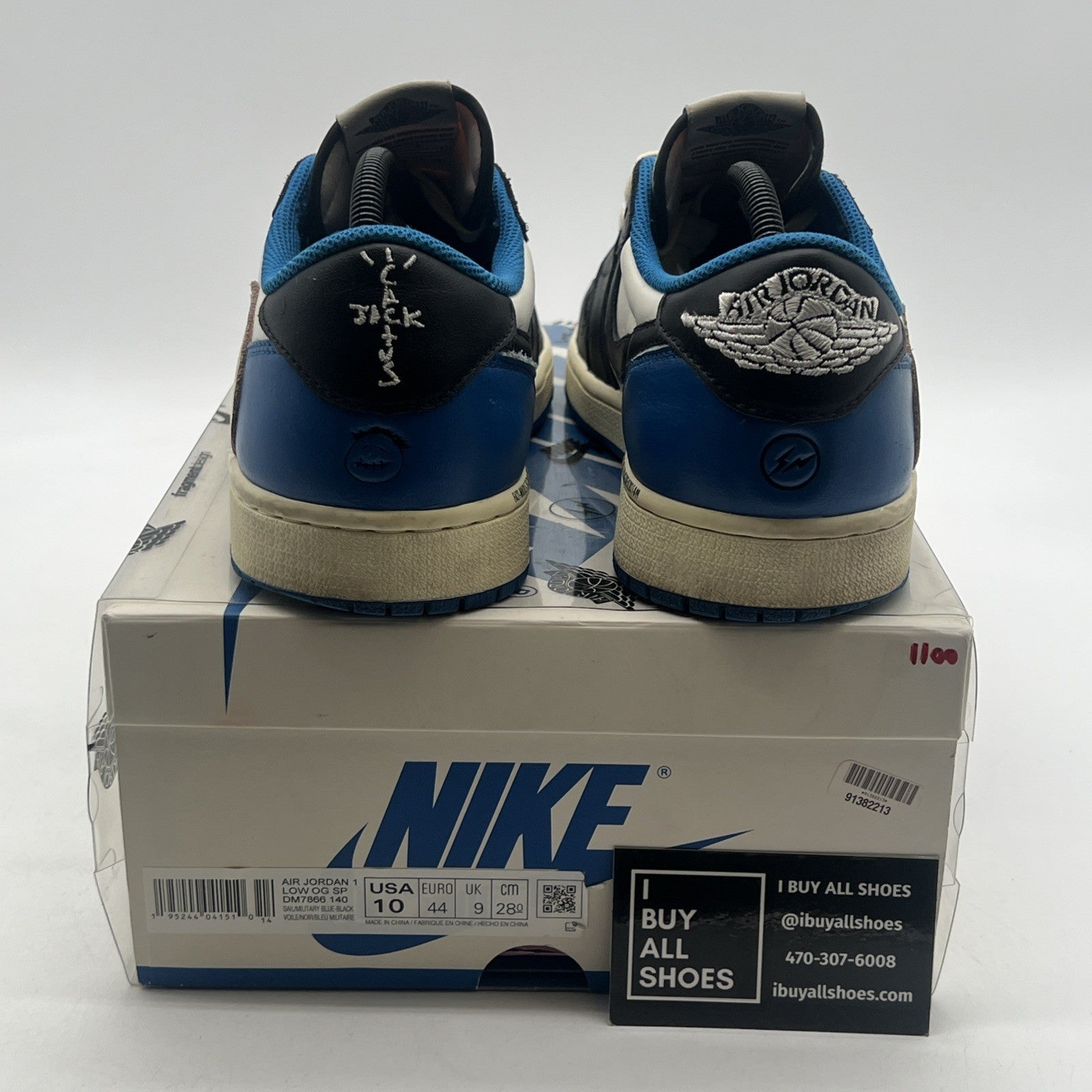 Size 10 - Air Jordan 1 Retro x Fragment Design x Travis Scott Low Blue