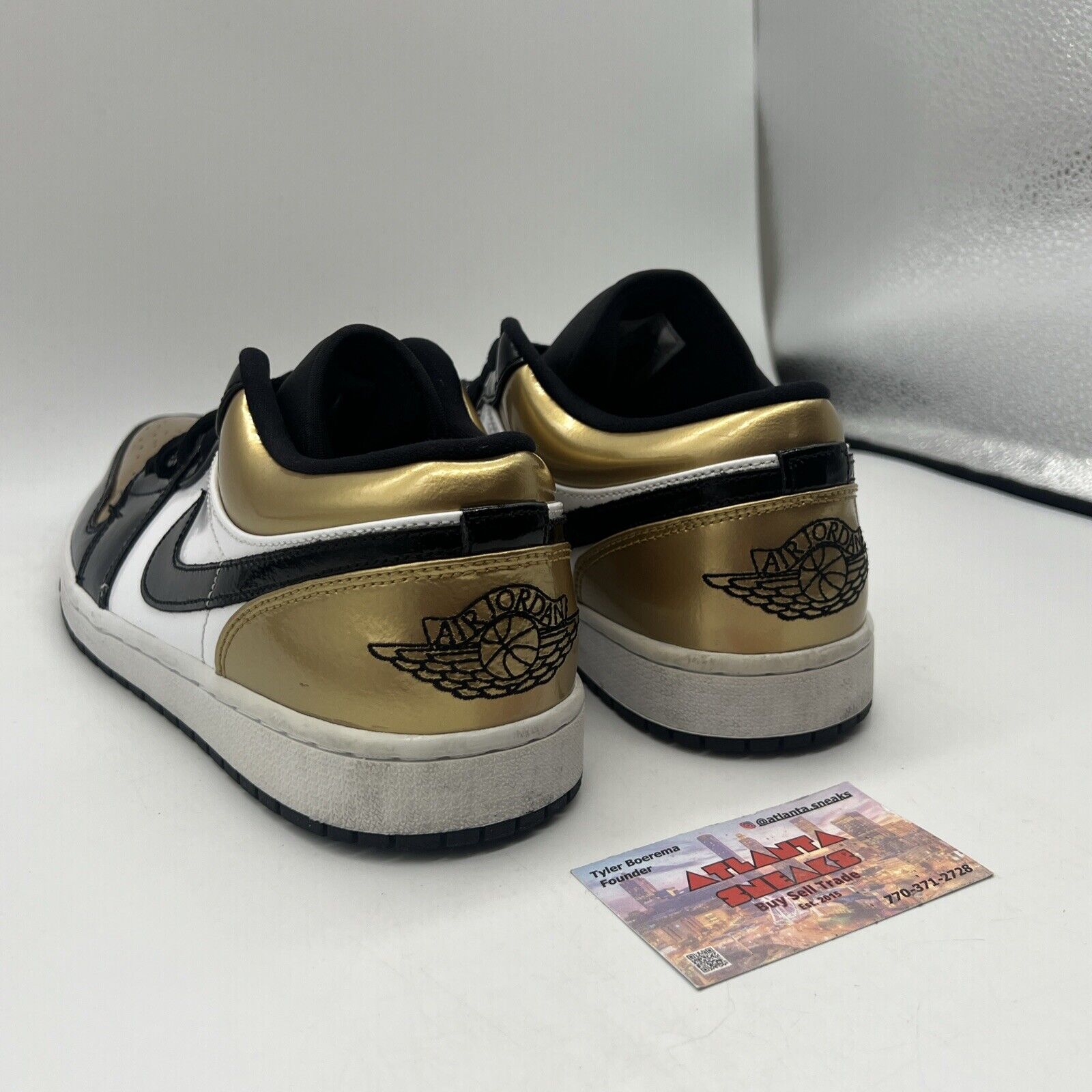 Size 10.5 - Air Jordan 1 Gold Toe Black White Gold Patent Leather Used