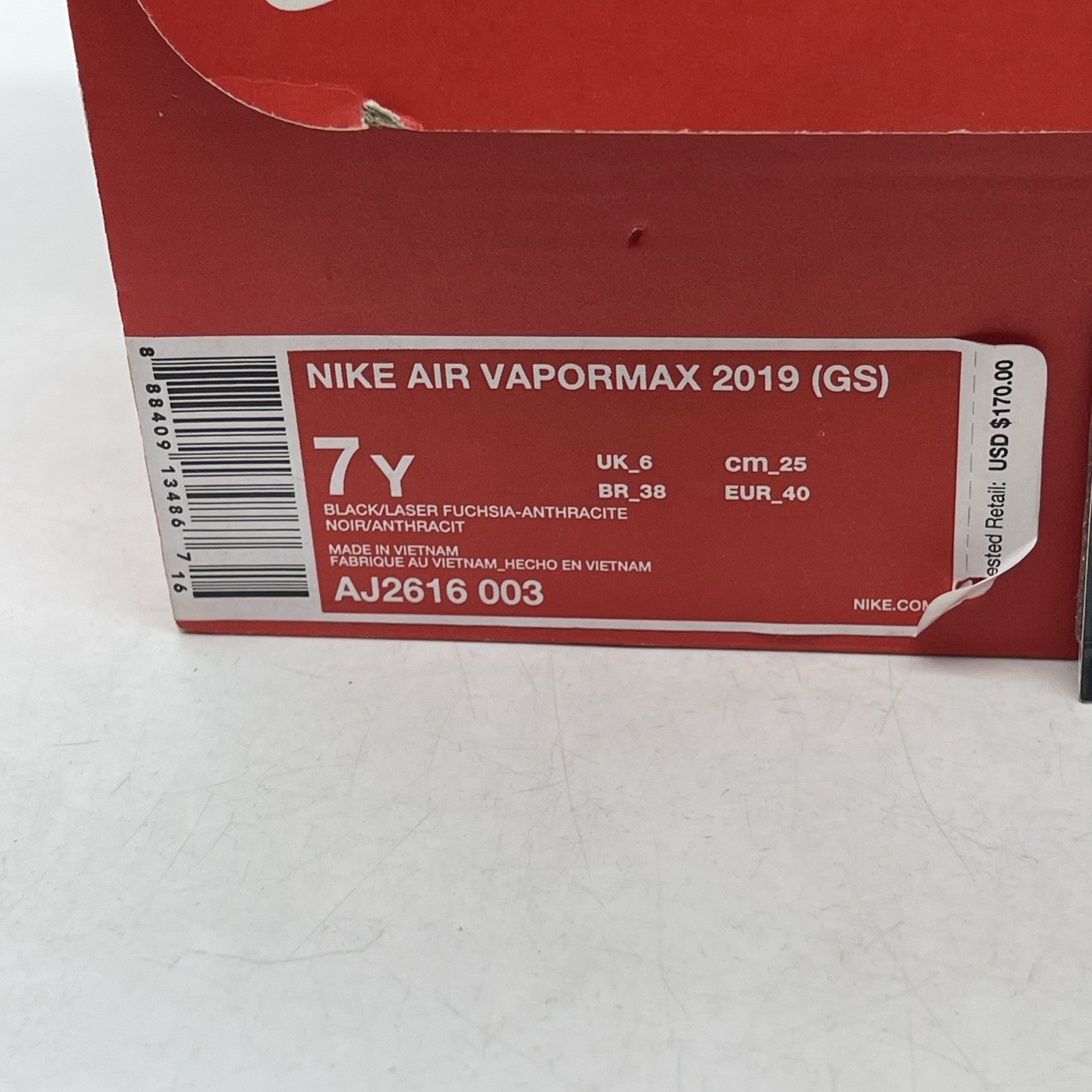 Size 7Y (GS) - Nike Air VaporMax 2019 Low Throwback Future (AJ2616-003)