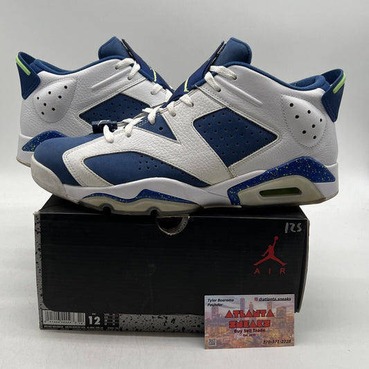 Size 12 - Air Jordan 6 Low Ghost Green White Suede Blue (304401-106)