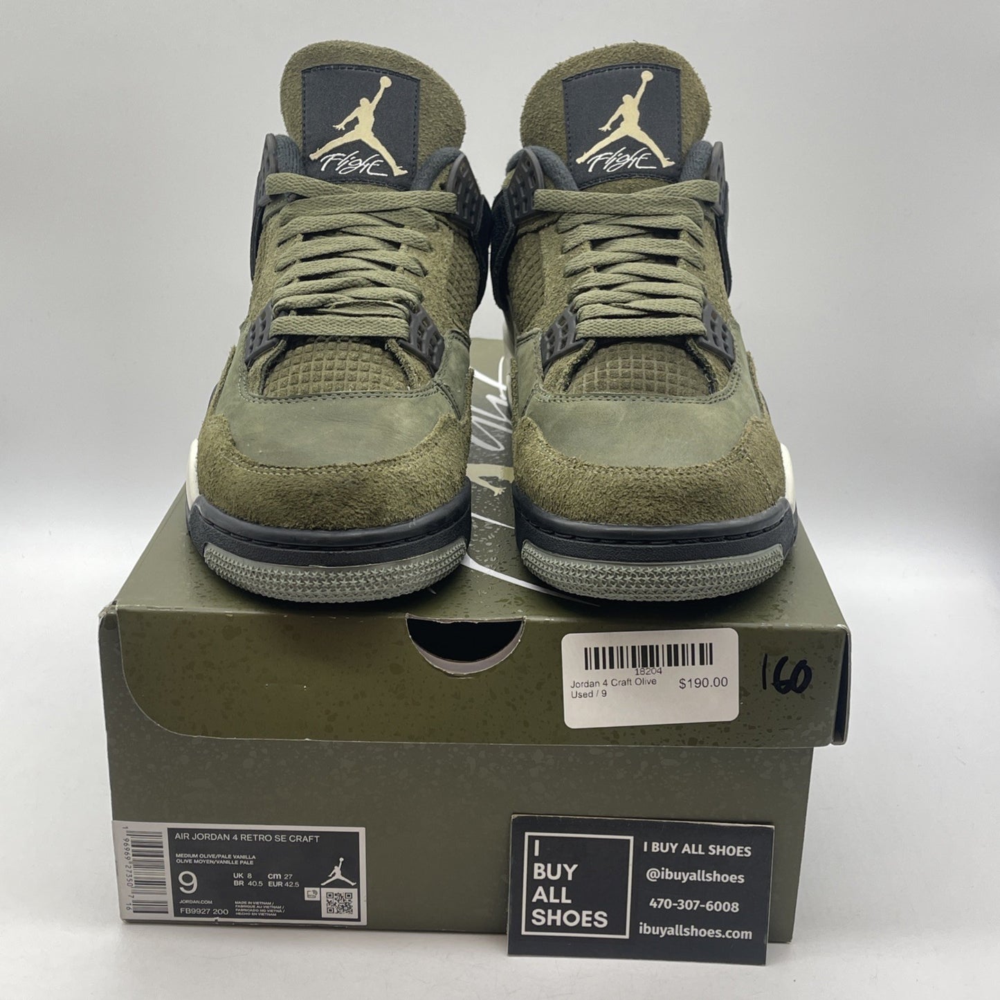 Size 9 - Jordan 4 SE Retro Low Craft Olive Black Leather Suede (FB9927-200)