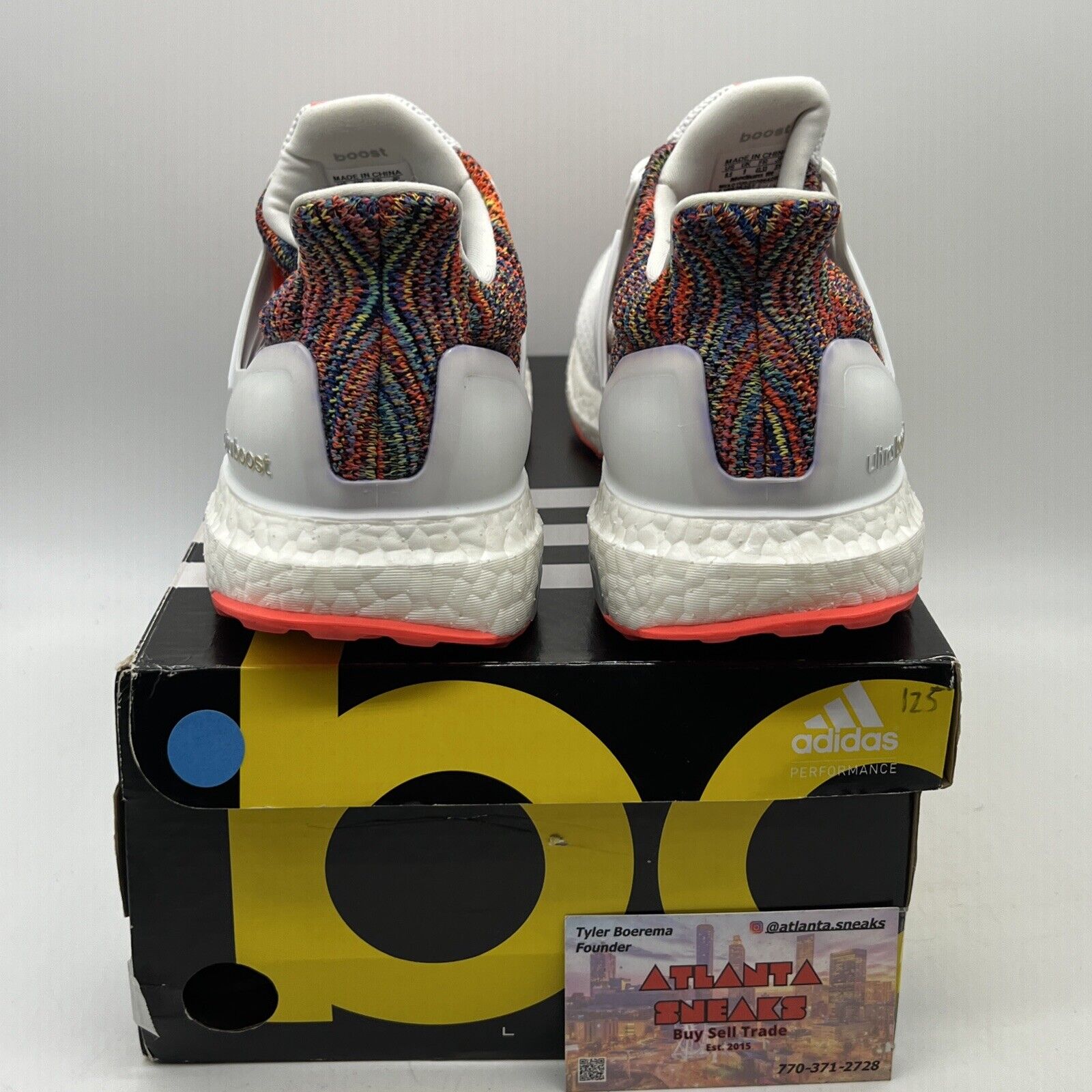 Sz 9.5 - Adidas Mi Adidas UltraBoost White Multicolored Rainbow (BY1756)