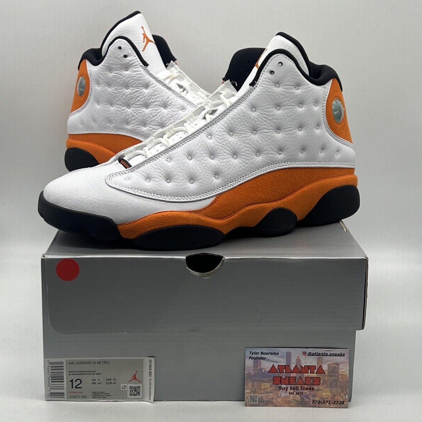 Size 12 - Air Jordan 13 Retro Starfish White Orange Black Leather Suede