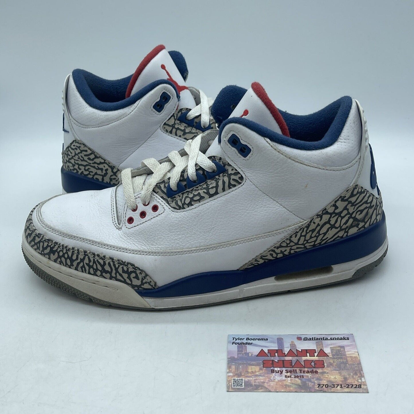 Size 11 - Jordan 3 Retro OG Mid True Blue White Grey Red Suede (854262-106)