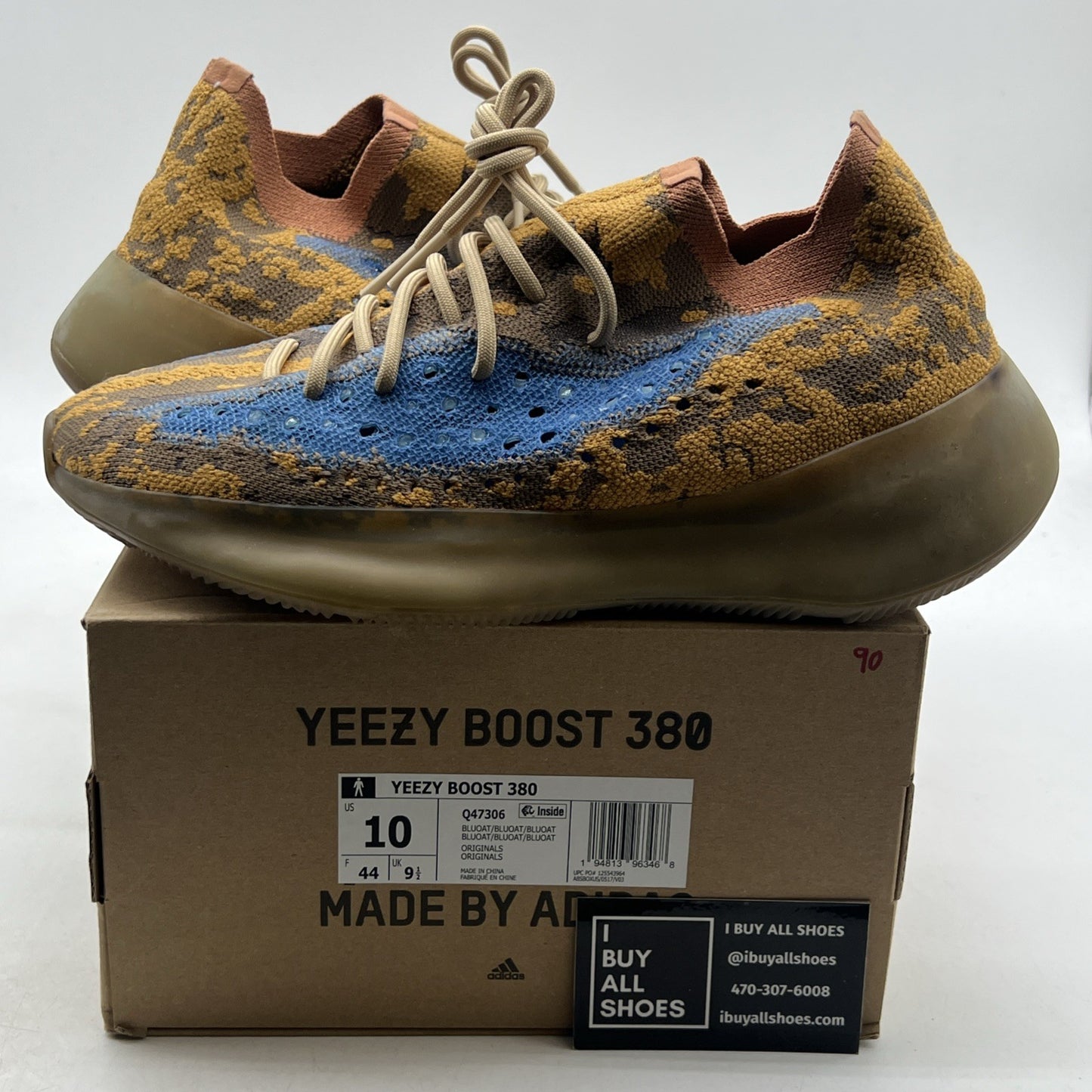 Size 10 - adidas Yeezy Boost 380 Blue Oat Non-Reflective (Q47306)
