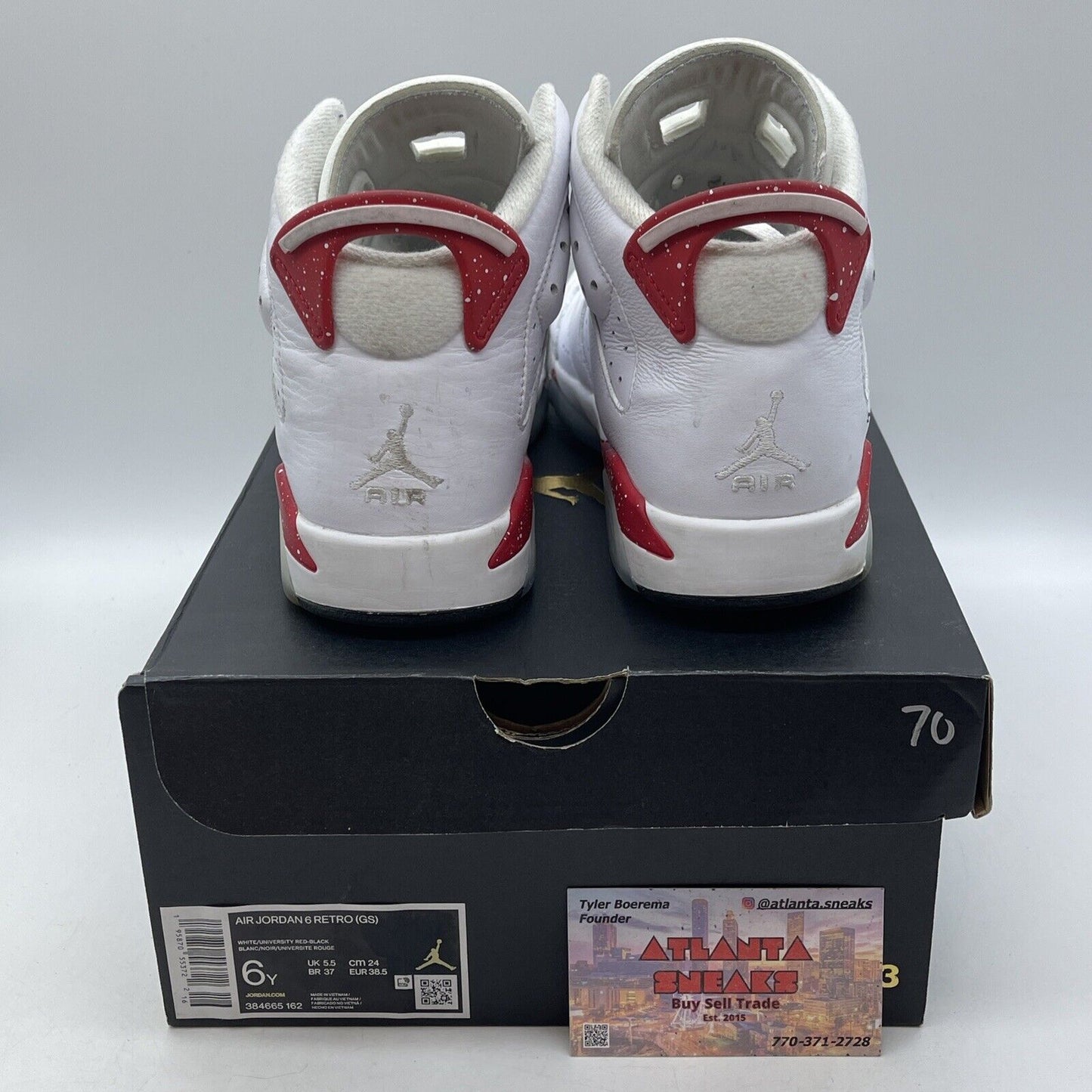 Size 6Y (GS) - Jordan 6 Retro Sample Mid Red Oreo White Leather (384665-162)