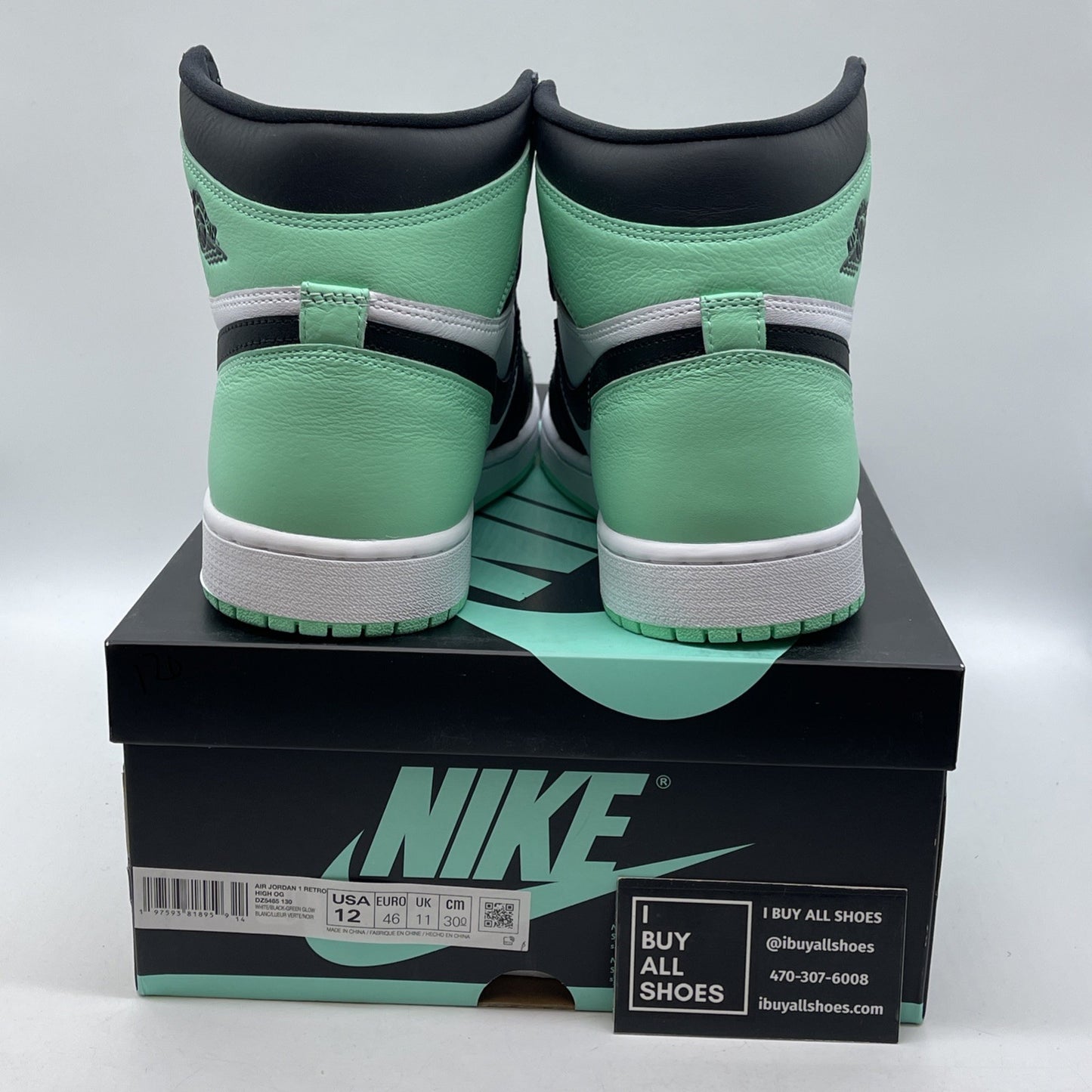 Size 12 - Air Jordan 1 Retro OG High Green Glow White Black (DZ5485-130)
