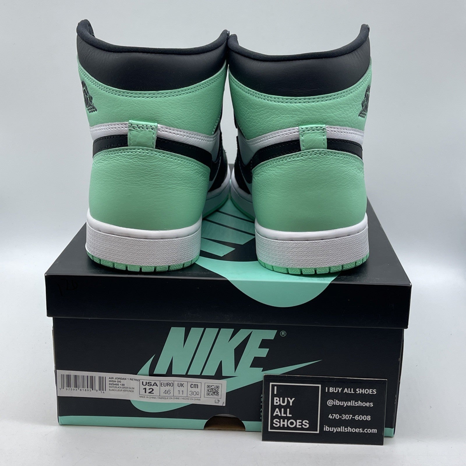 Size 12 - Air Jordan 1 Retro OG High Green Glow White Black (DZ5485-130)