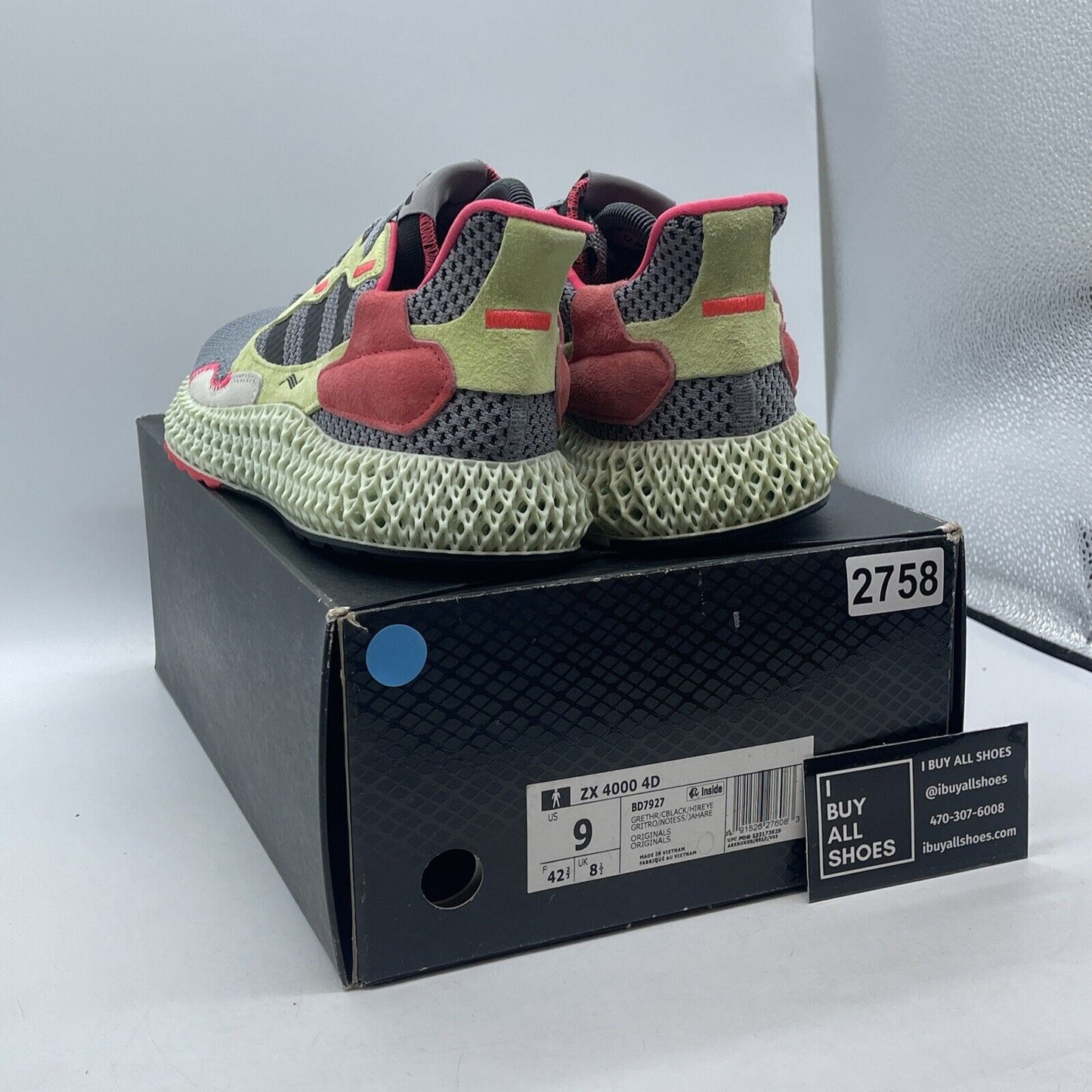 Size 9 - adidas ZX 4000 Futurecraft 4D Grey Yellow Grey Black Suede (BD7927)