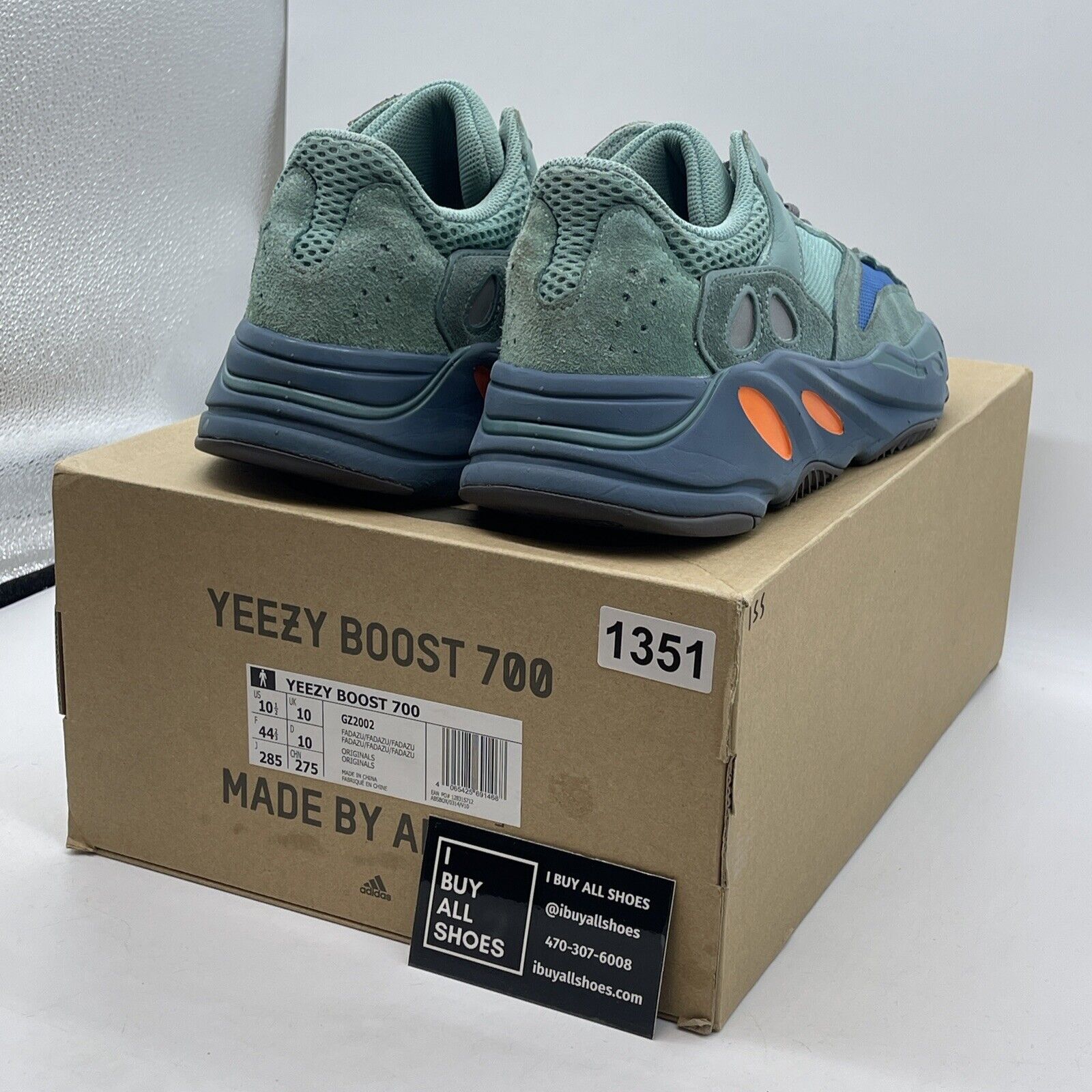 Size 10.5 - adidas Yeezy Boost 700 Faded Azure Blue Orange Suede Leather -GZ2002