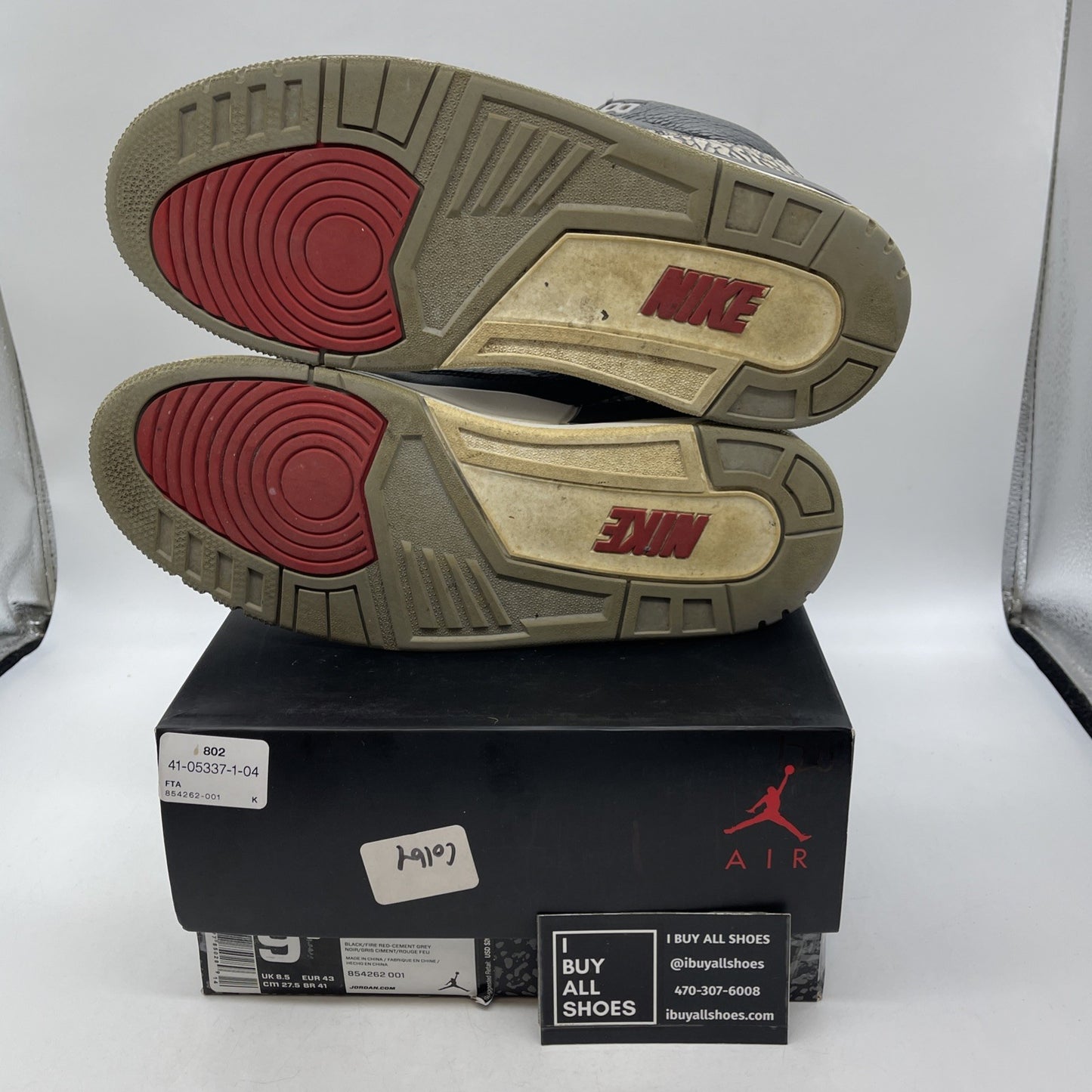 Size 9.5 - Air Jordan 3 Retro OG Mid Black Cement (854262-001)