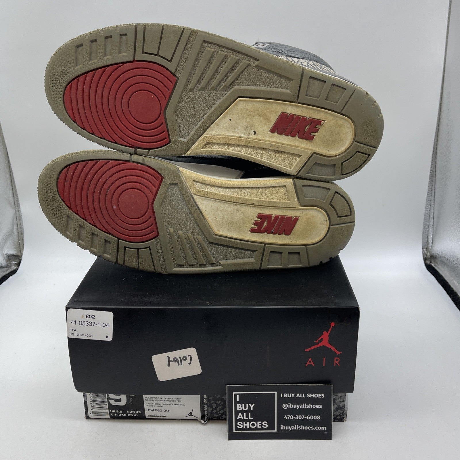 Size 9.5 - Air Jordan 3 Retro OG Mid Black Cement (854262-001)