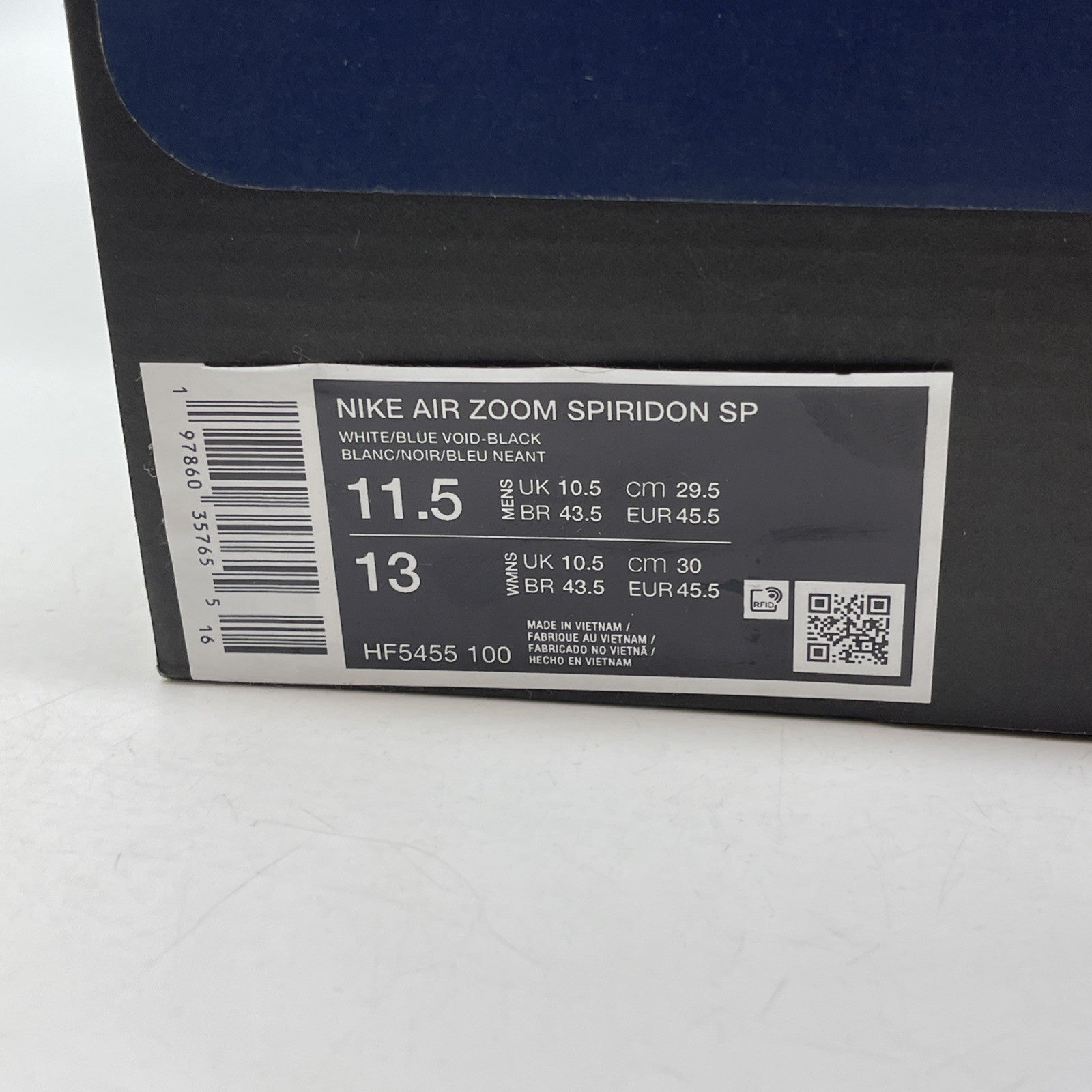 Size 11.5 - Nike Fragment Design x Air Zoom Spiridon White Blue Void HF5455-100