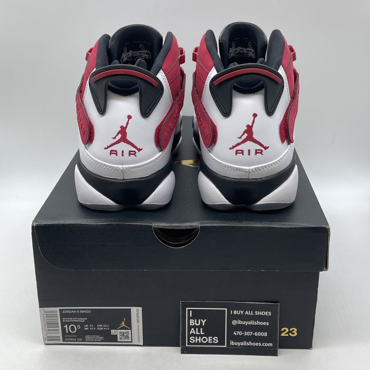 Size 10.5 - Air Jordan 6 Rings White Carmine (322992-106)