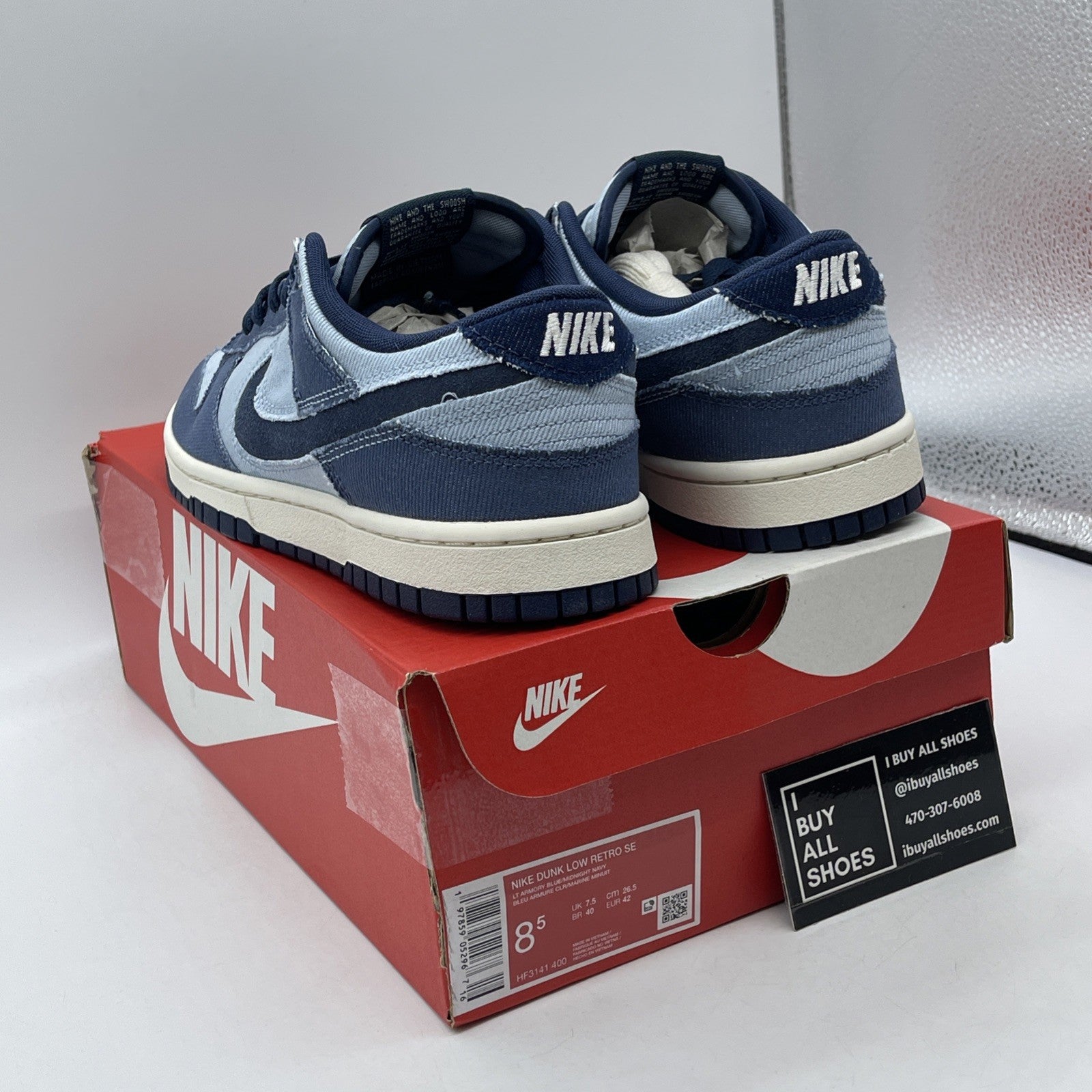 Size 8.5 - Nike Dunk SE Low Light Armory Blue Denim Suede (HF3141-400)