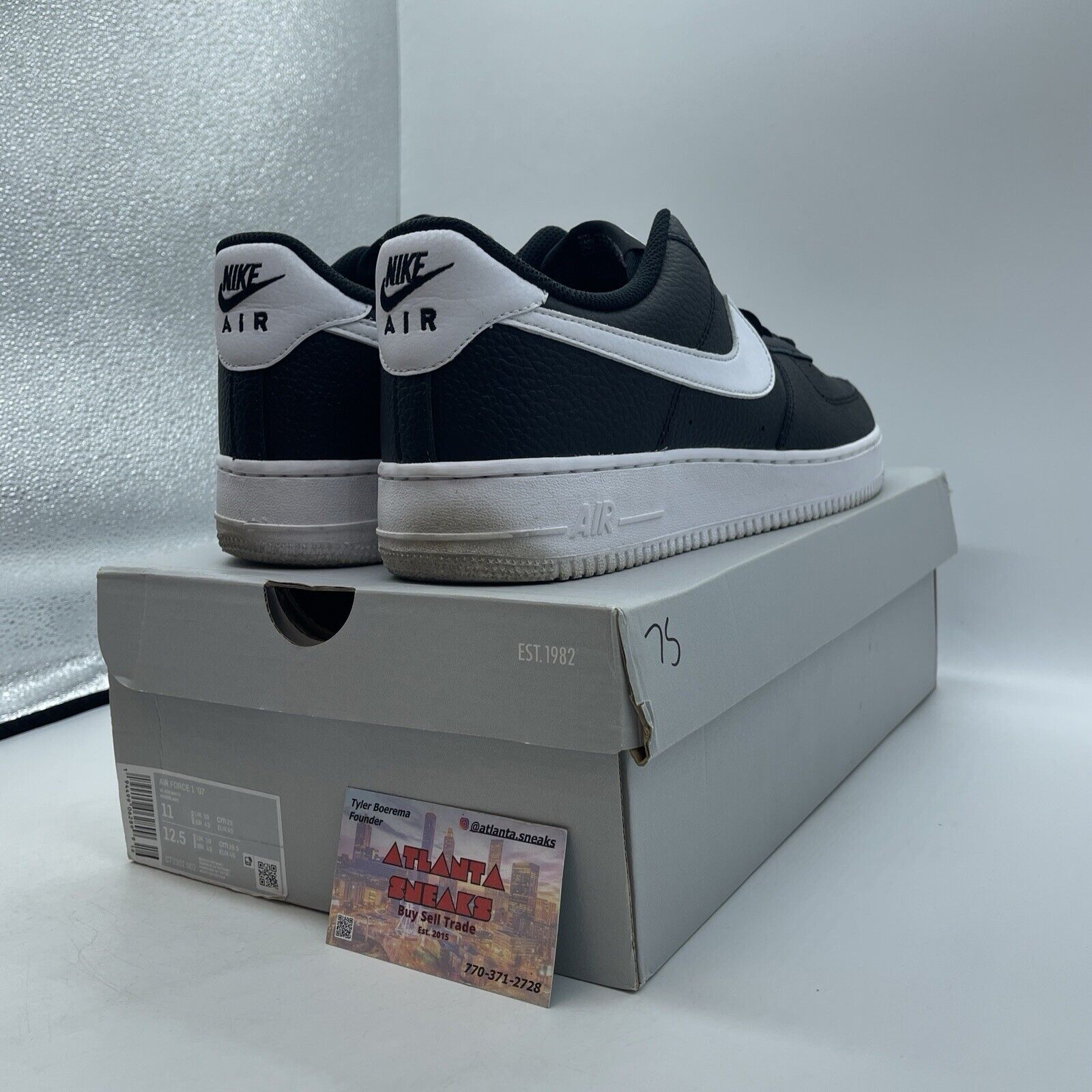Size 11 - Nike Air Force 1 Black White Leather (CT2302-002)