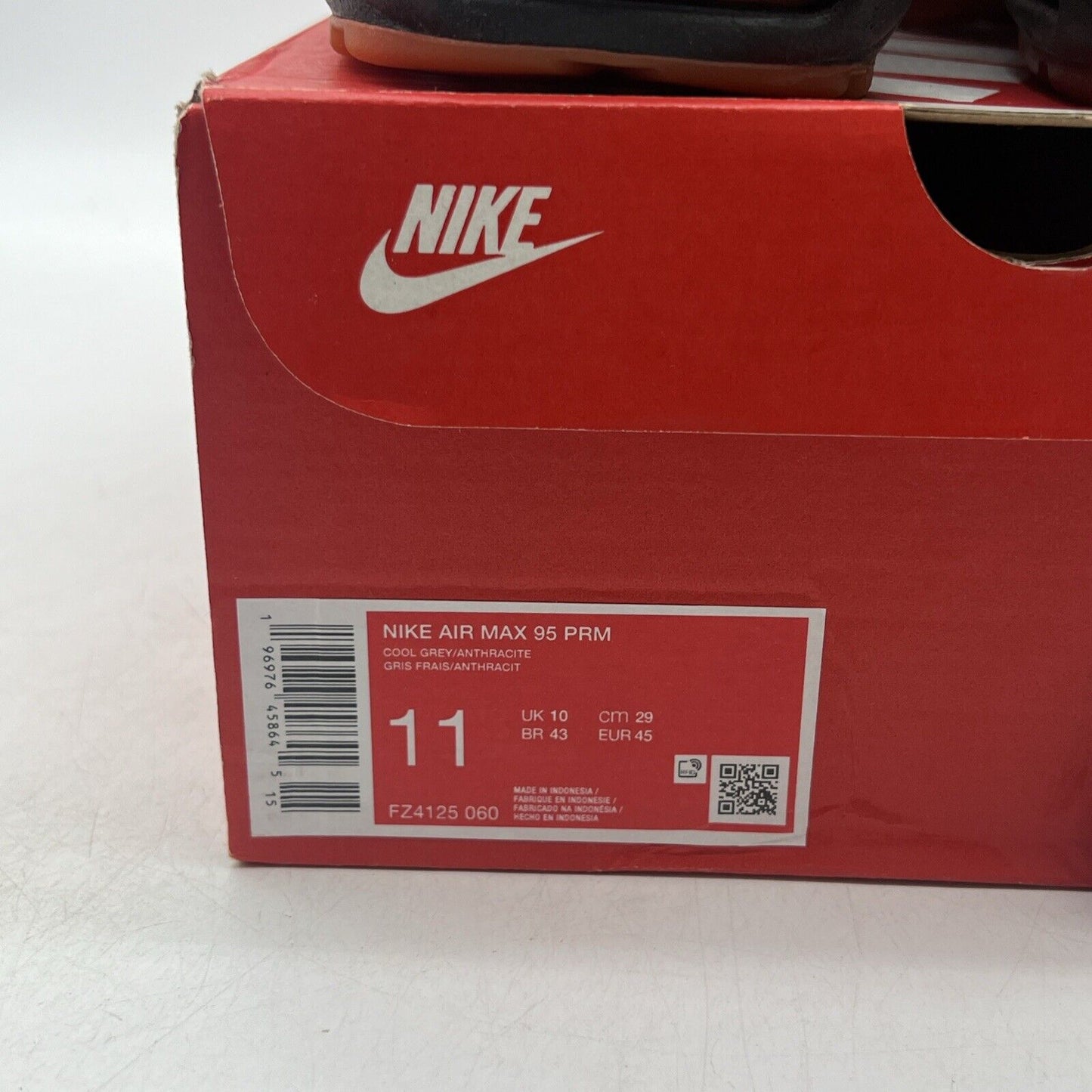 Size 11 - Nike Air Max 95 Premium Atlanta Grey Orange Red (FZ4126-060)