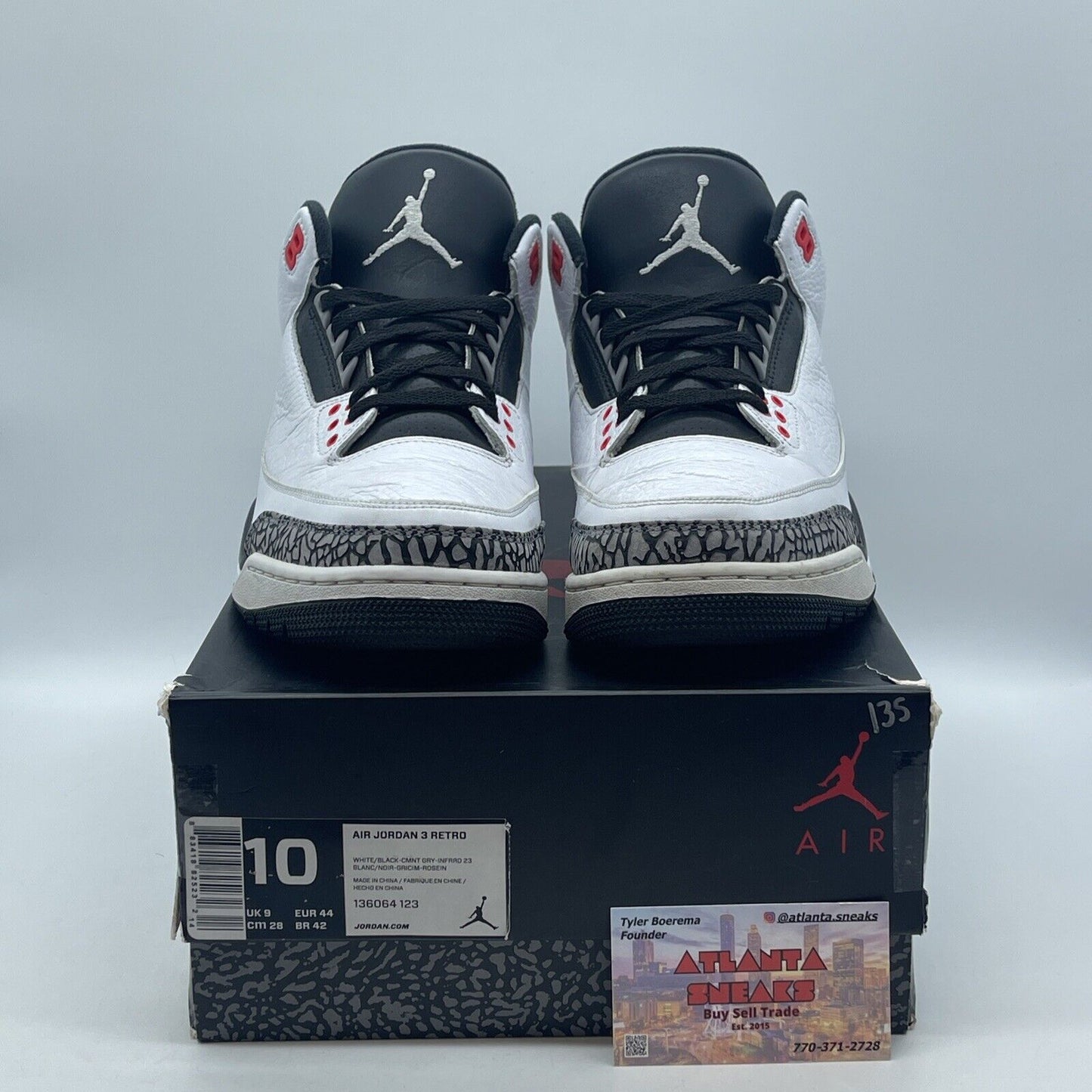 Size 10 - Air Jordan 3 Retro Infrared 23 Red Black Gray White (136064-123)