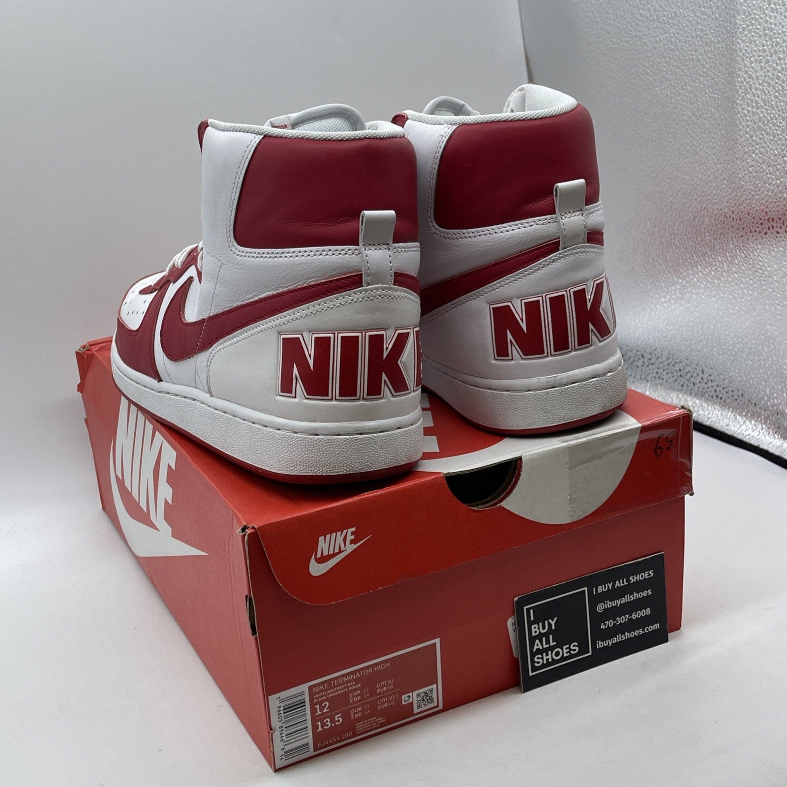 Size 12 - Nike Terminator High University Red White Sneakers Retro (FJ4454-100)