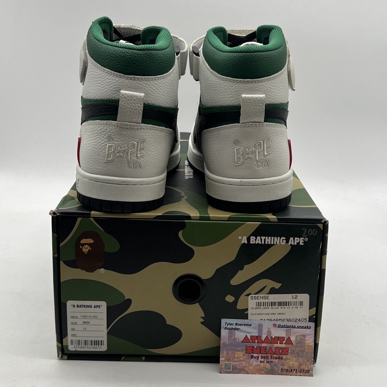 Size 12 - Bape block sta hi green white Style (1H8019002)