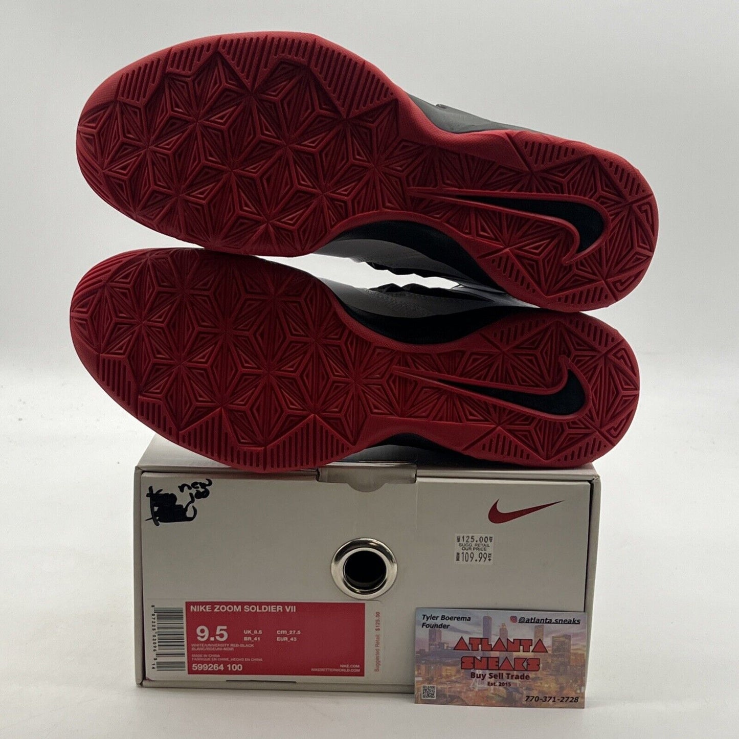 Size 9.5 - Nike LeBron Zoom Soldier 7 White Red Black (599264-100)