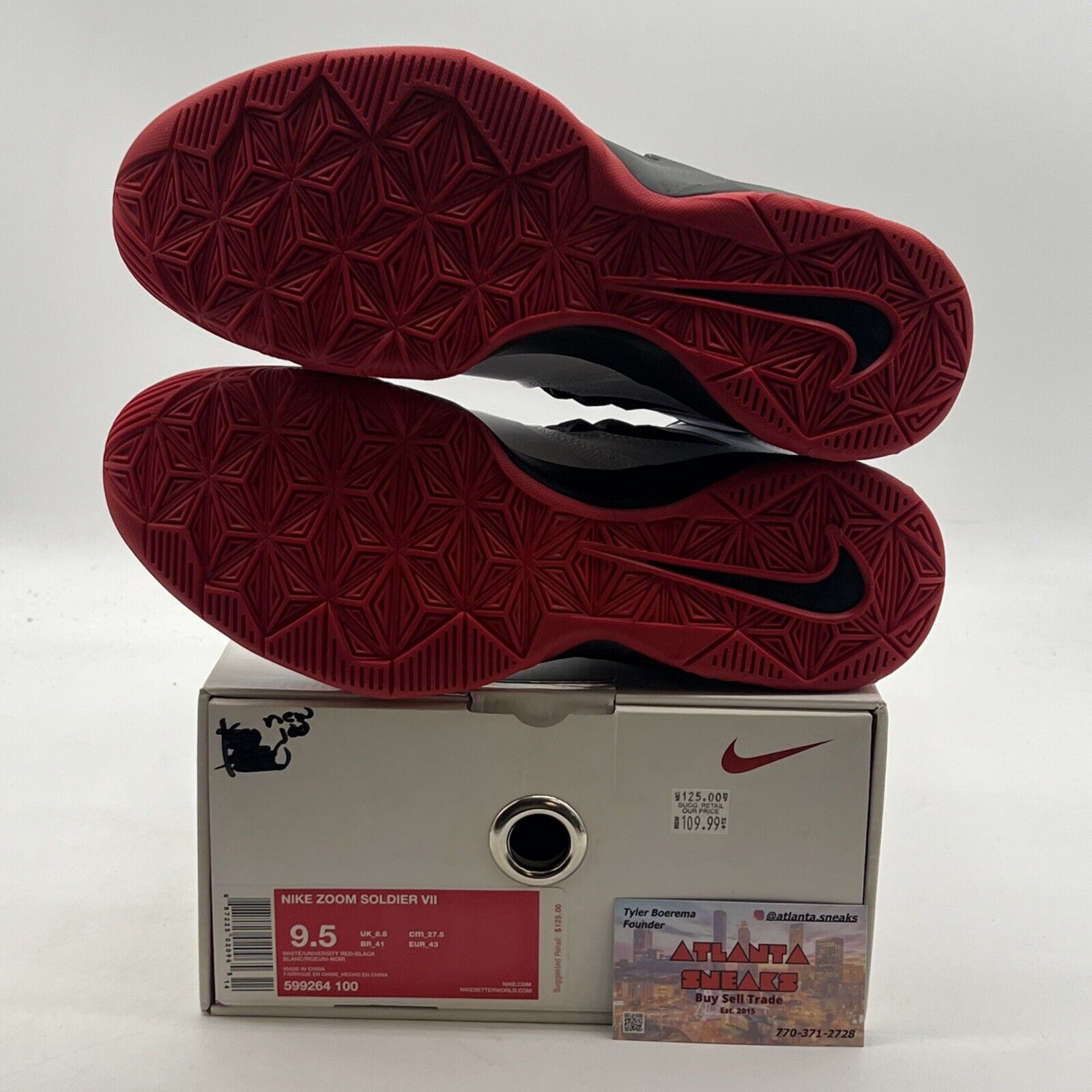 Size 9.5 - Nike LeBron Zoom Soldier 7 White Red Black (599264-100)