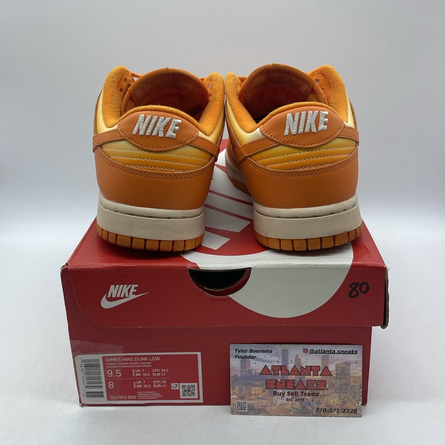 Size 9.5W - Nike Dunk Low Magma Orange White Tan Suede Leather (DX2953-800)