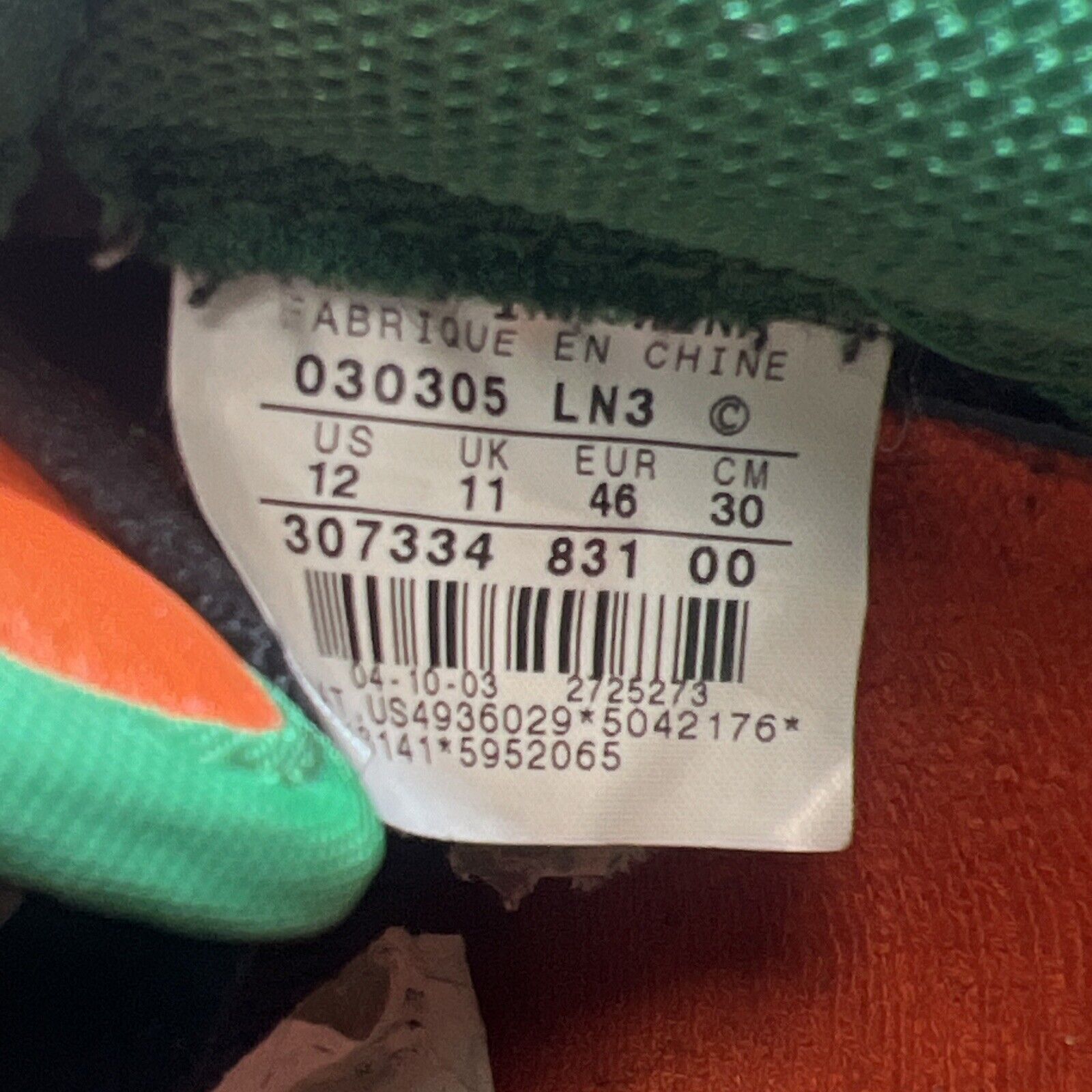 Size 12 - Nike Air Force 1 Carnival Orange Green Black Leather (307334-831)