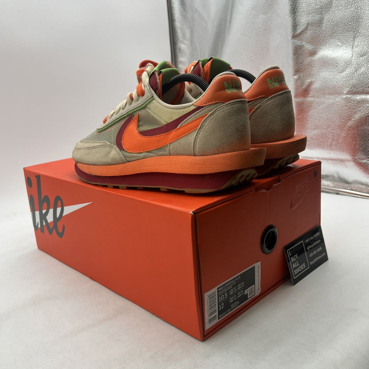 Size 10.5 - sacai x Clot x Nike LDWaffle Net Orange Blaze (DH1347-100)